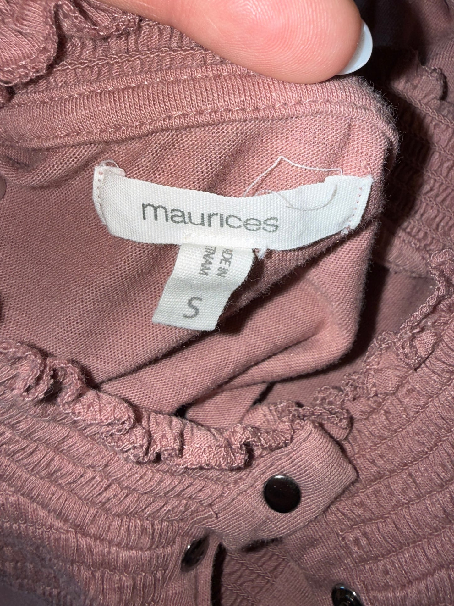 Maurices (Small) Blush High Neck 3/4 Button Up Tank Top