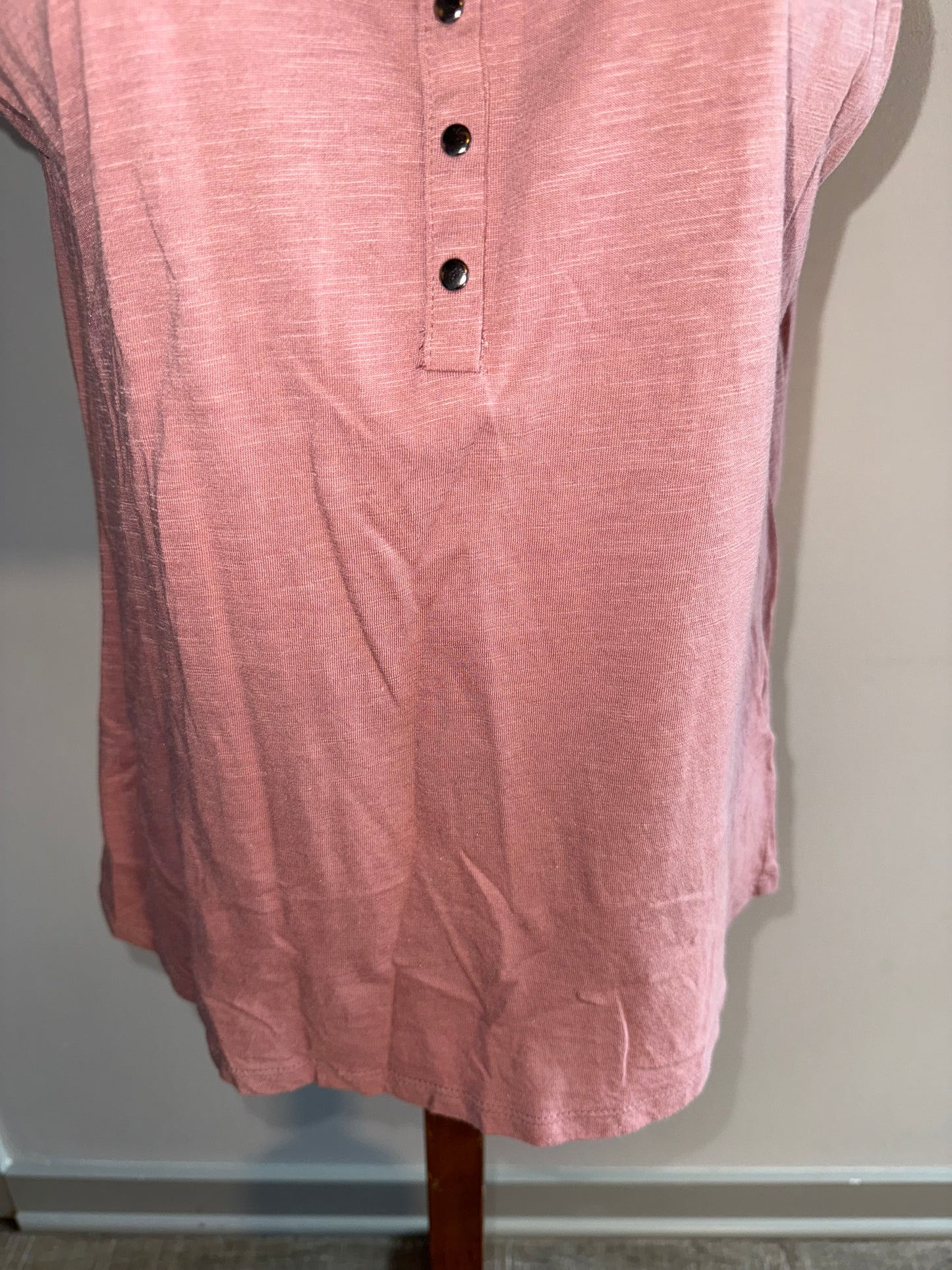 Maurices (Small) Blush High Neck 3/4 Button Up Tank Top