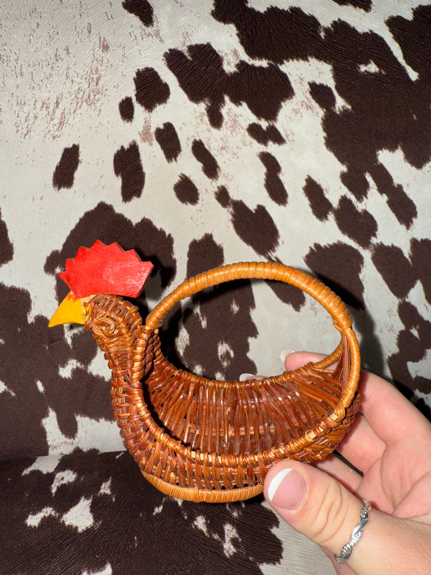 Vintage Wicker Small Rooster Basket