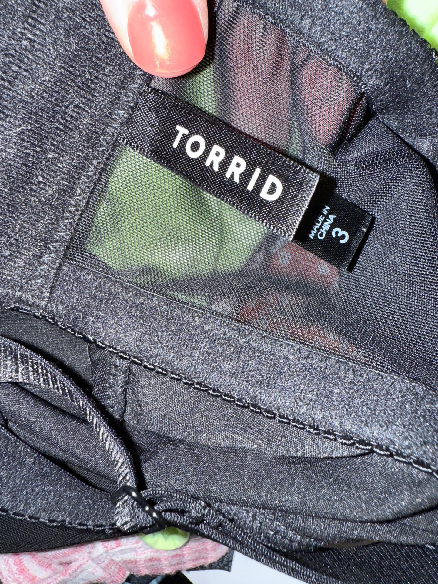 Torrid (3) Black Chemise Slip Lingerie with Sheer Sides