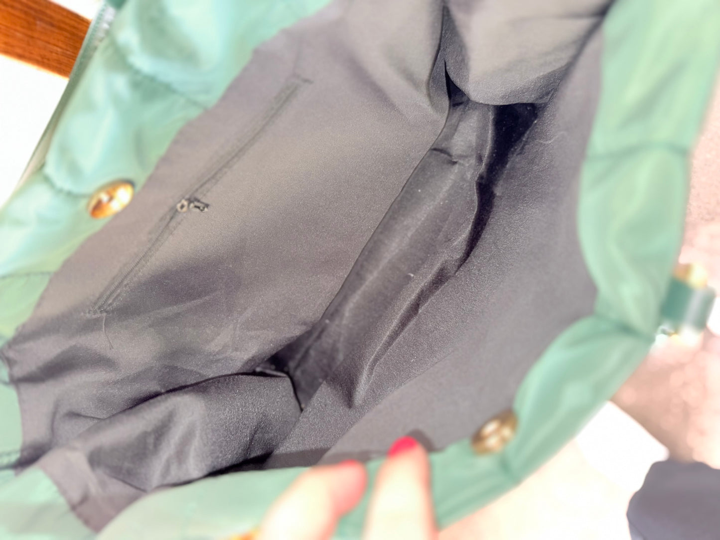 Green Polyester Crossbody Tote Bag