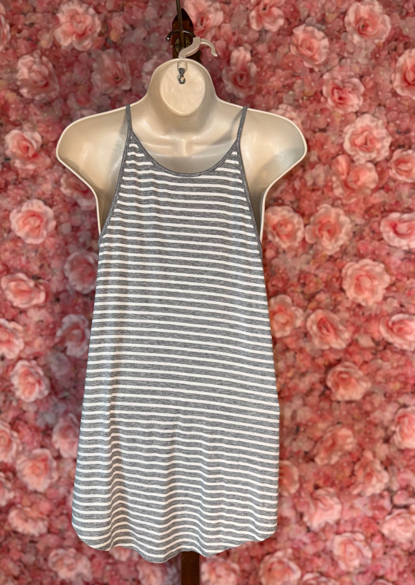 American Eagle (Medium) Grey/White Striped Soft & Sexy Tank Top