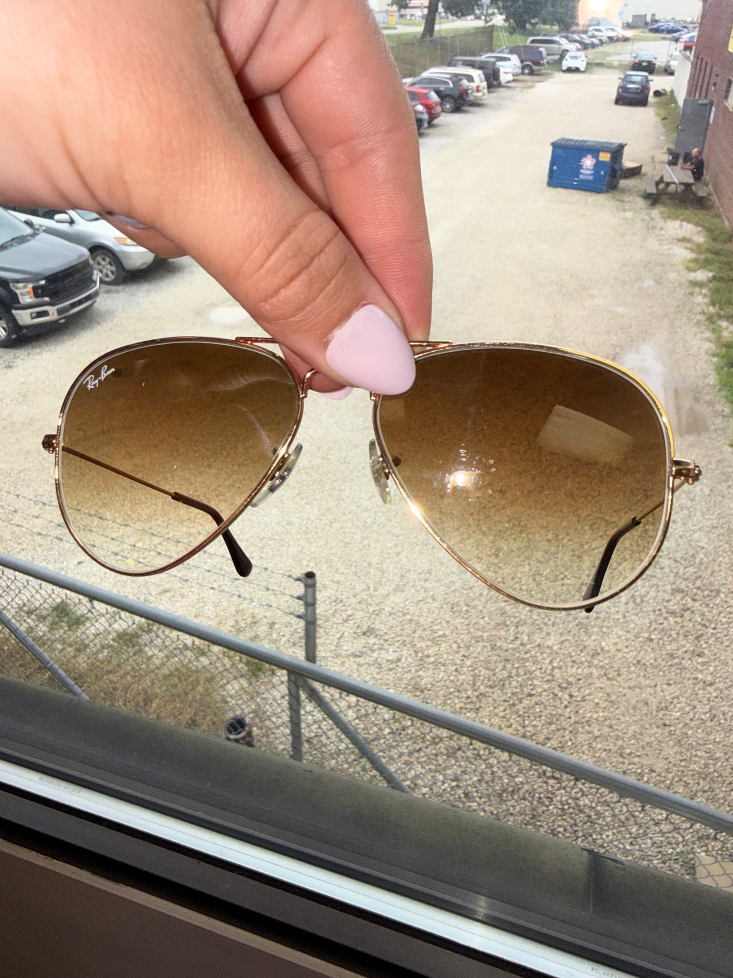 Ray-Ban Gold/Brown Aviator Gradient Sunglasses