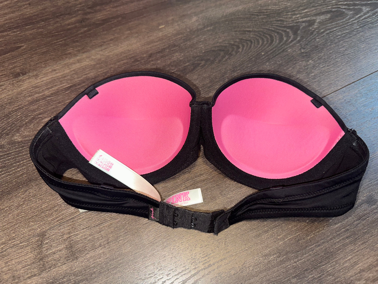 Victoria's Secret (32B) Black Strapless Push Up Wear Everywhere Bra