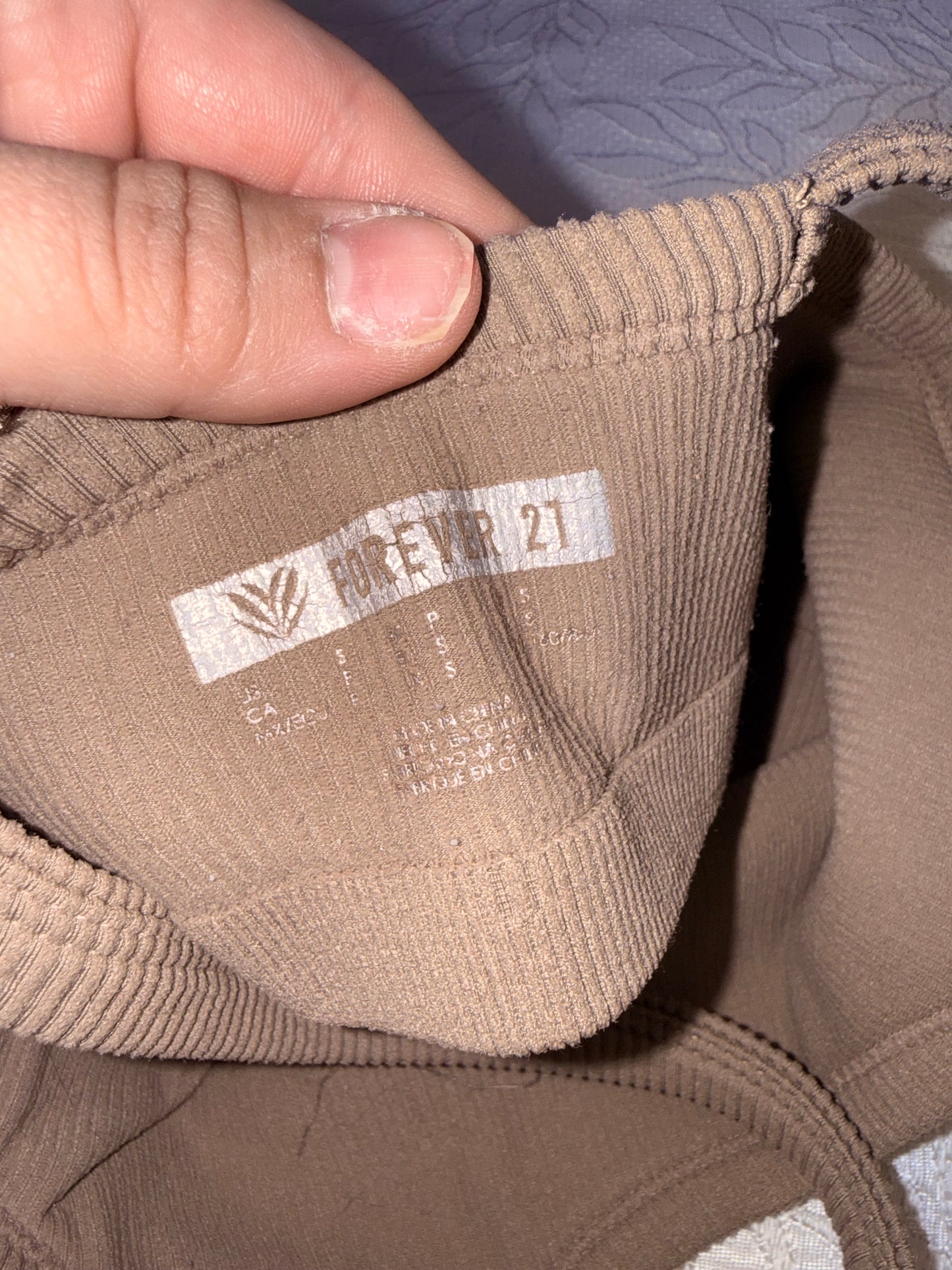 Forever 21 (Small) Tan Ribbed Cropped Tank