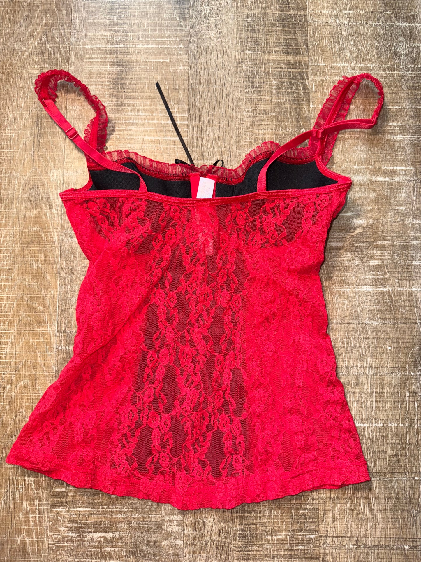 Victoria's Secret (Small) Red Vintage Lace See Through Tank Top Lingerie