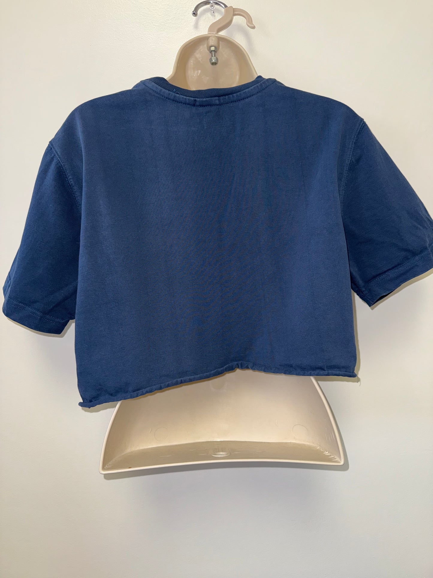 Coleman (Small) Navy Blue Cropped Cotton Pocket Tee