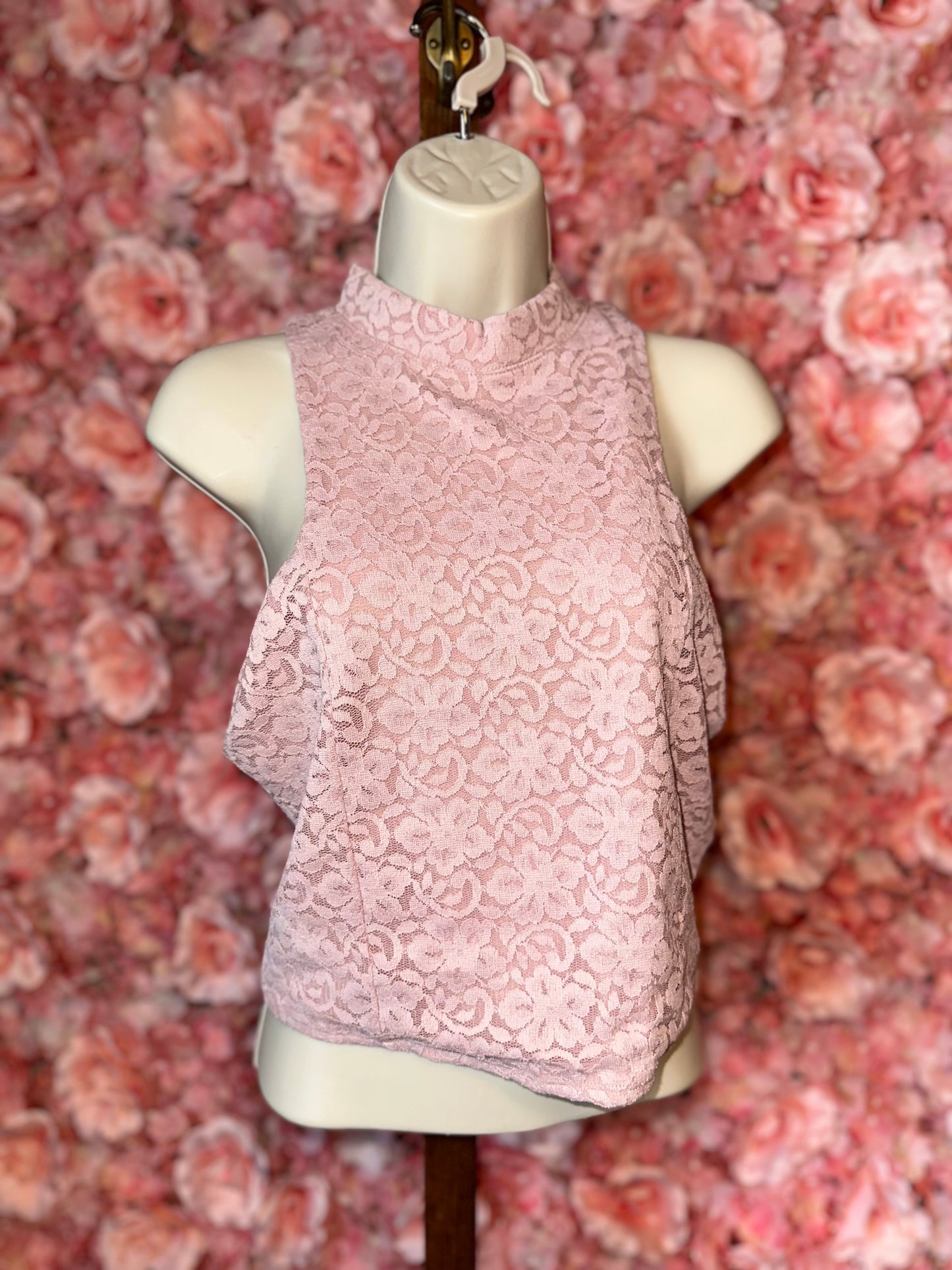 NWT Hollister (Large) Brand New Pink Lace High Neck Blouse