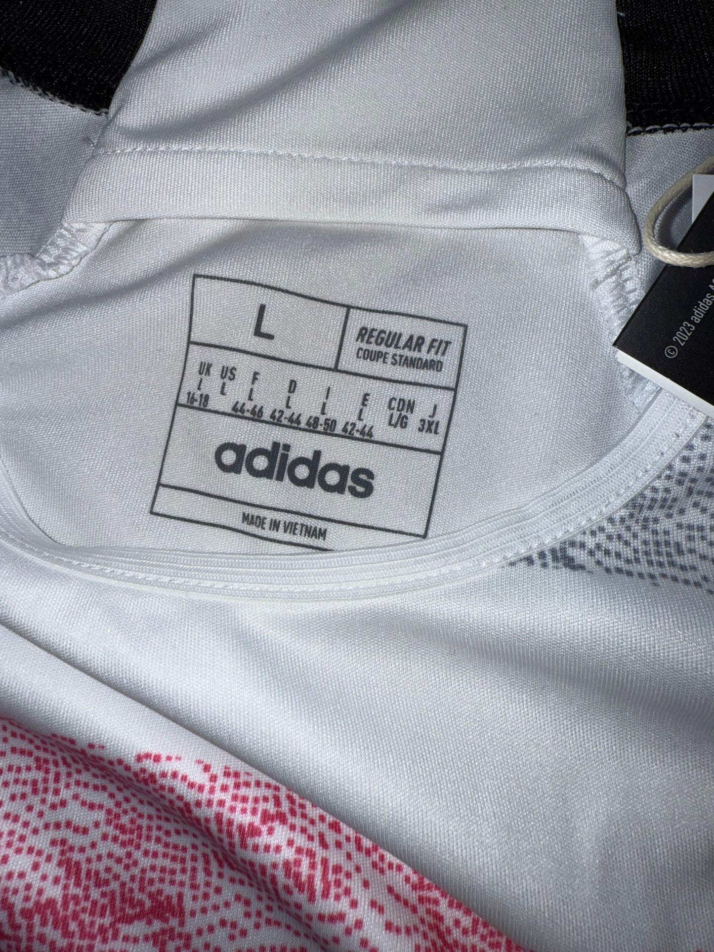 NWT Adidas (Large) Brand New Regular Fit White/Red/Grey Striped Jeep Jersey