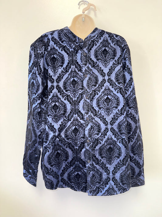 INC International Concepts (Medium) Blue and Black Pattern Button Up