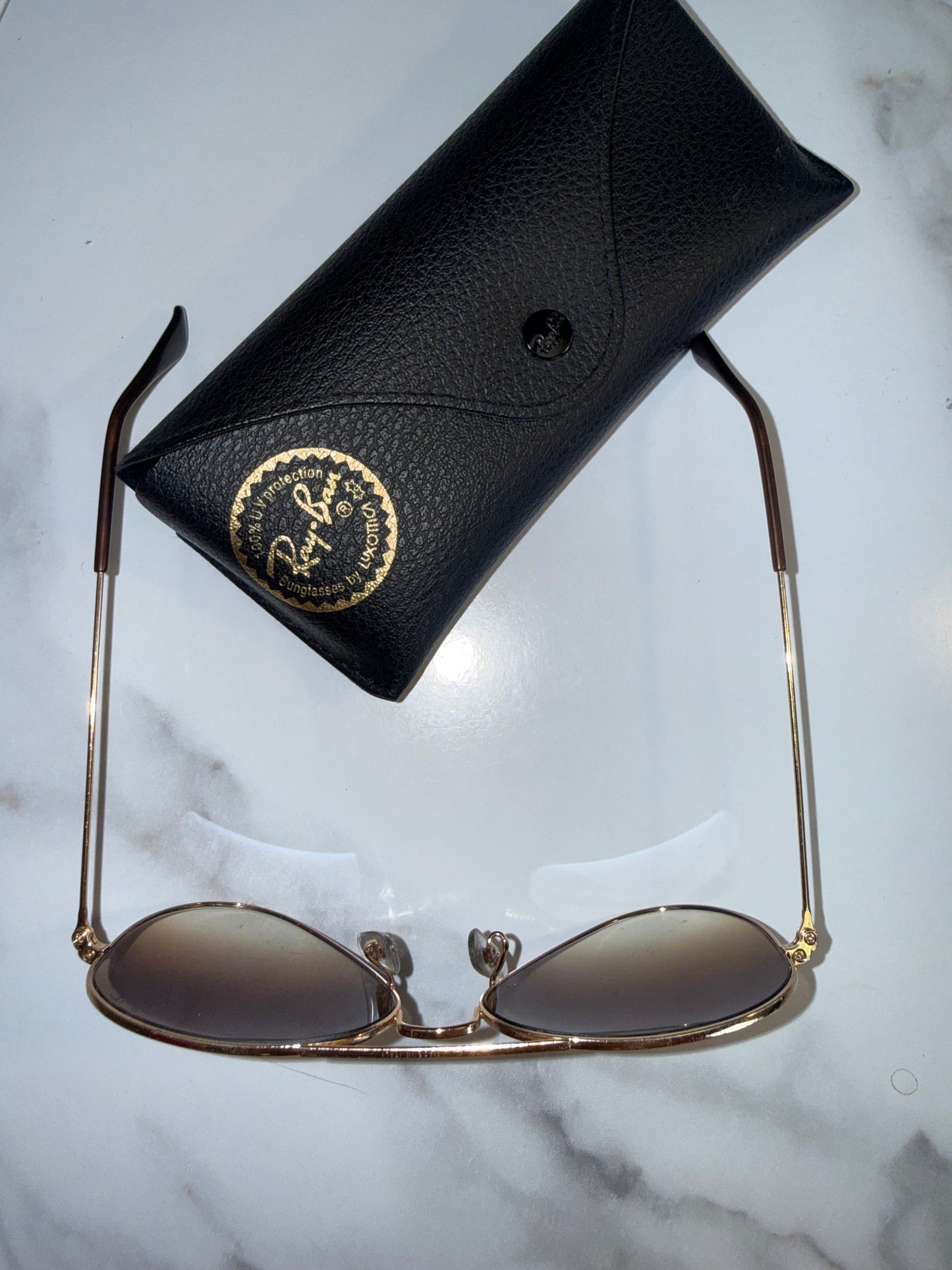 Ray-Ban Gold/Brown Aviator Gradient Sunglasses