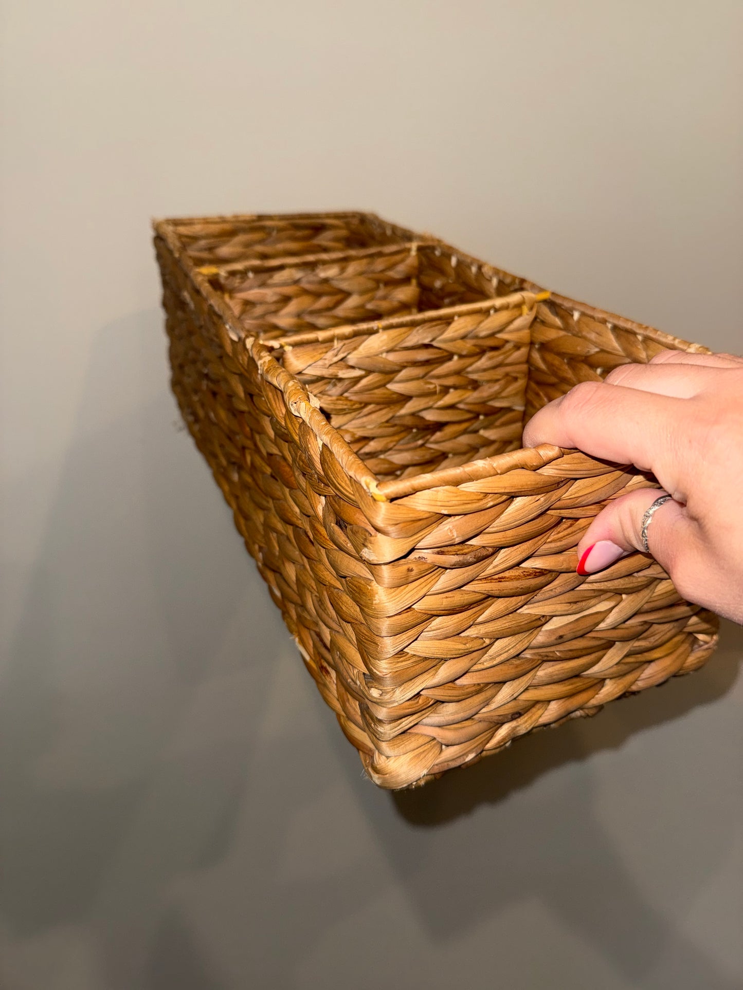 3 Compartment Wicker Storage Basket