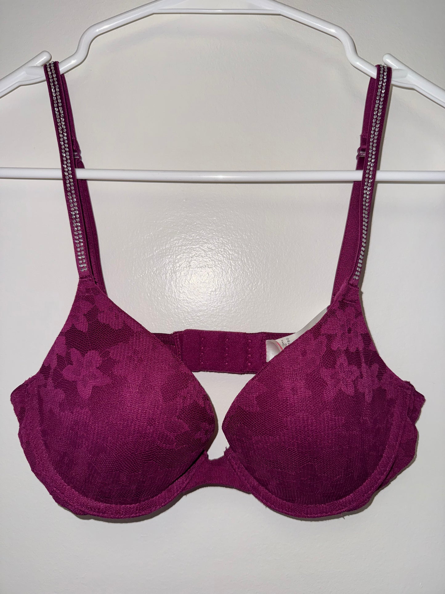 Pink lace bra
