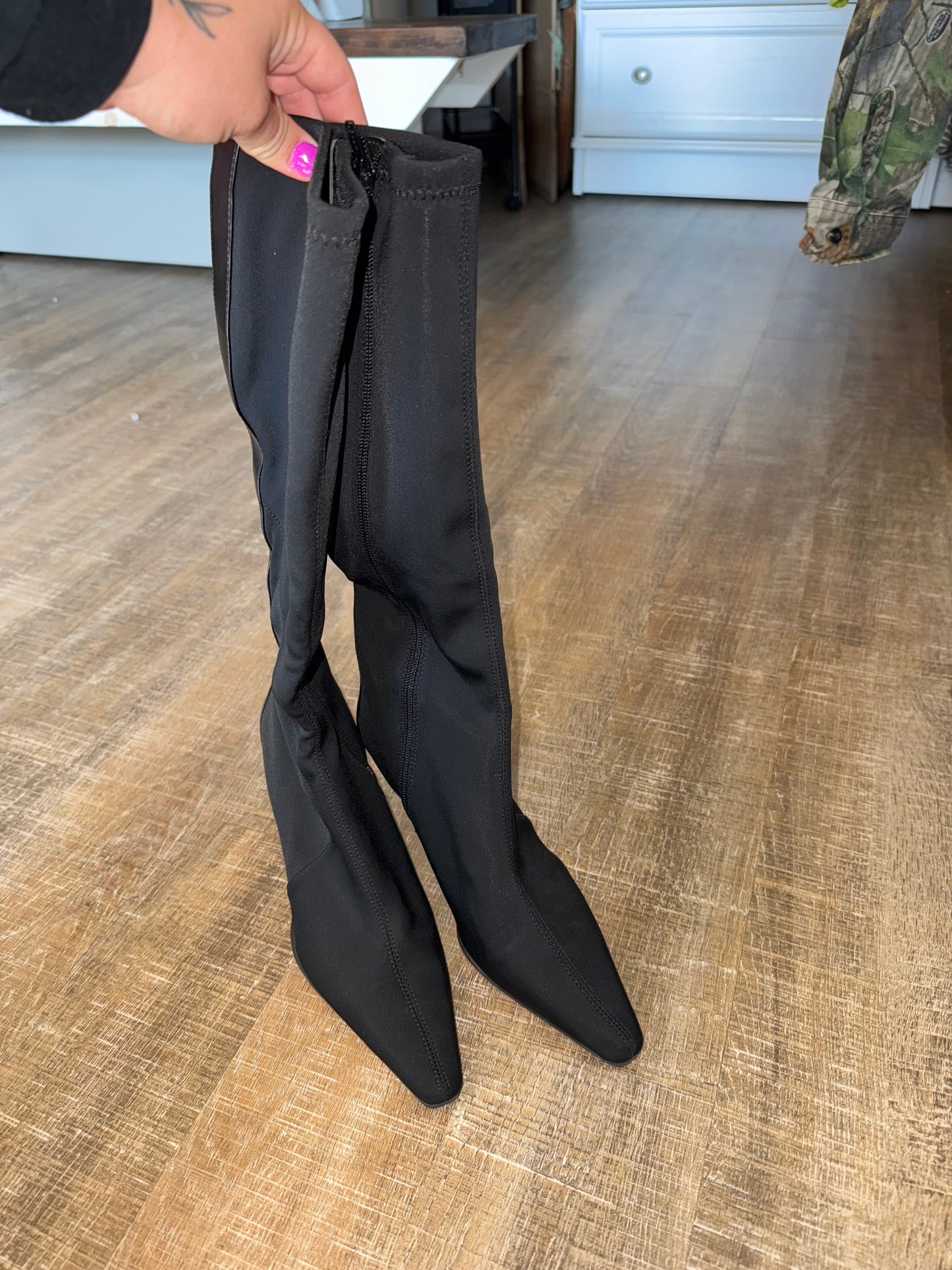 Nine West (6 1/2) Black Heeled Boots