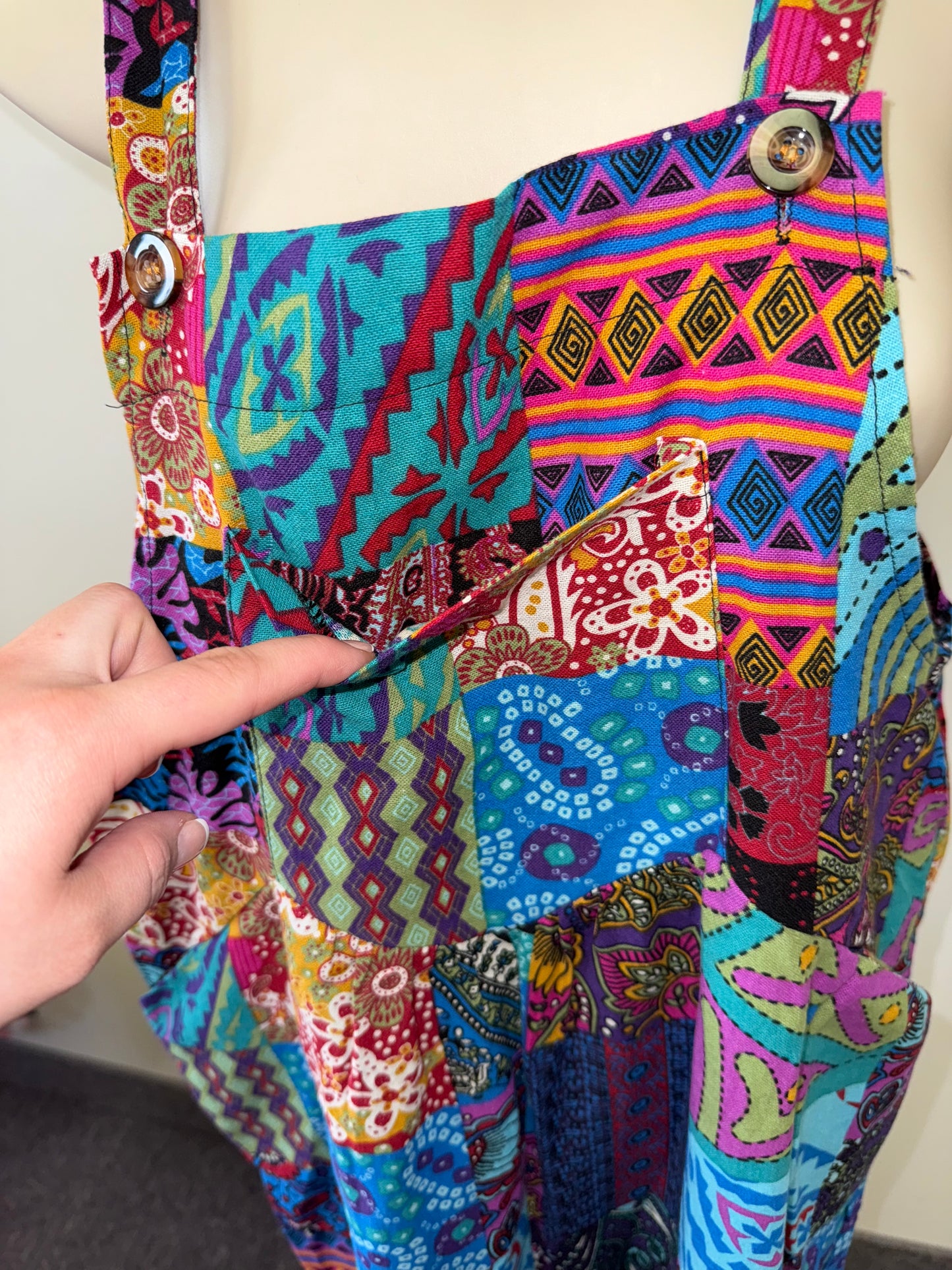 (Large) Pattern Colorful Boho Overalls
