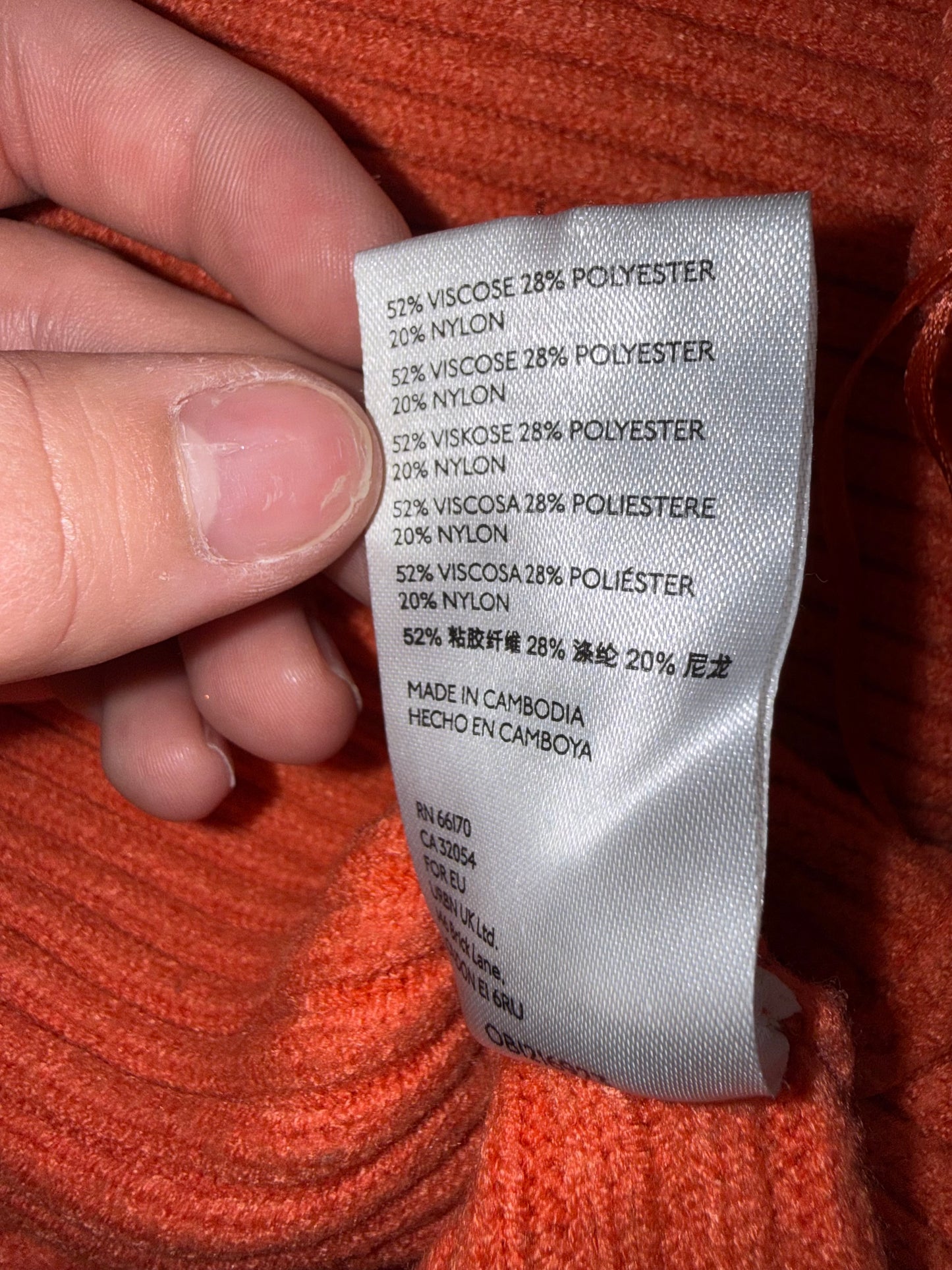 Anthropologie (Medium) Orange Off-the-Shoulder Ribbed Sweater