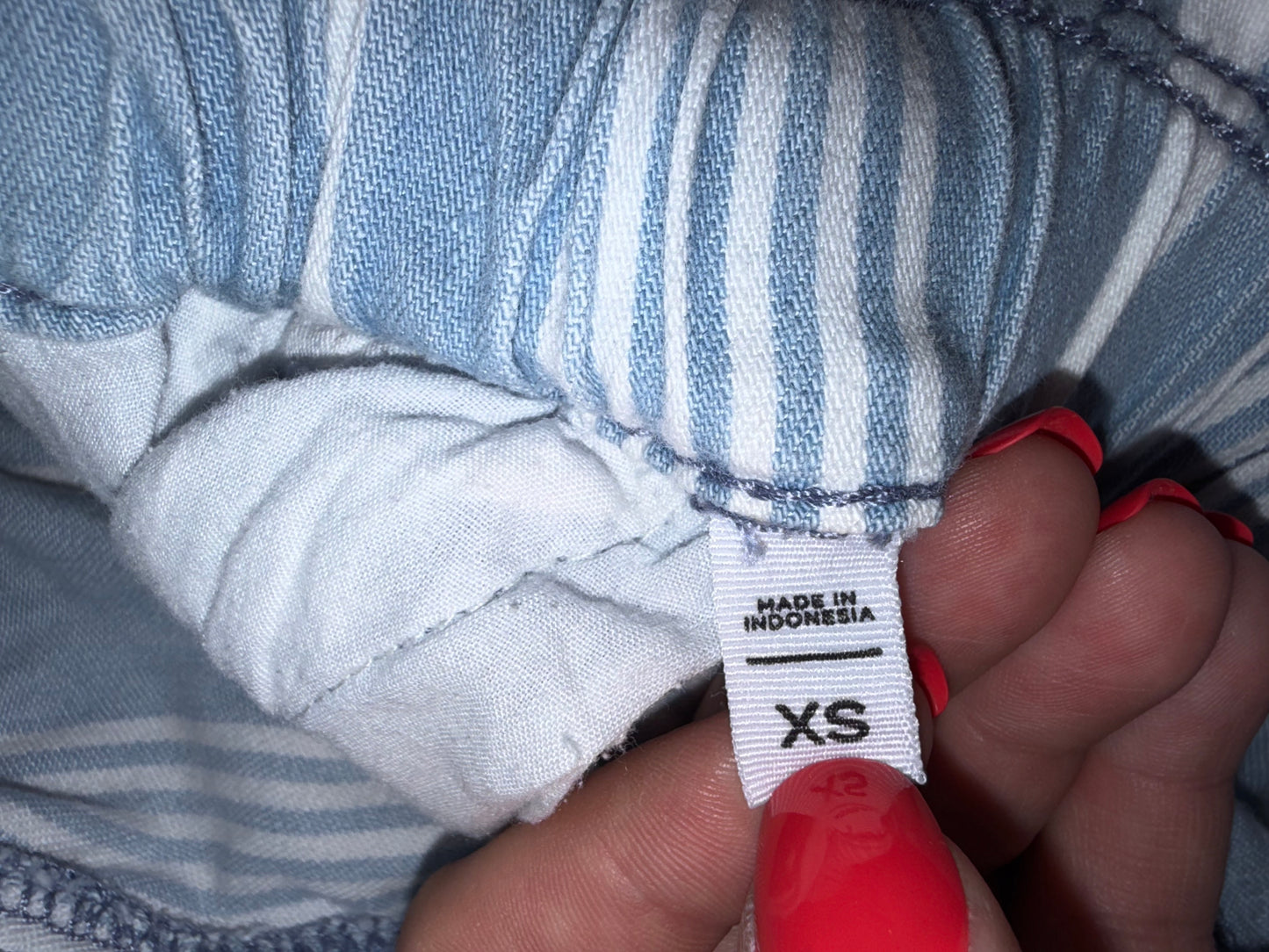 LOFT (XS) Blue and White Striped Drawstring Shorts