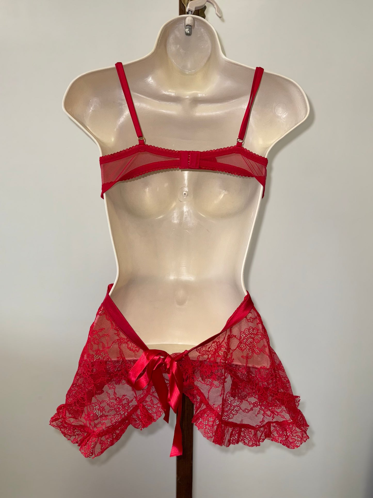 Red Lace//Sheer Lingerie Dress