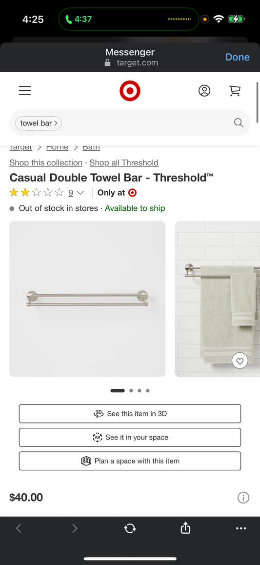 BRAND NEW Casual Double Towel Bar - Threshold