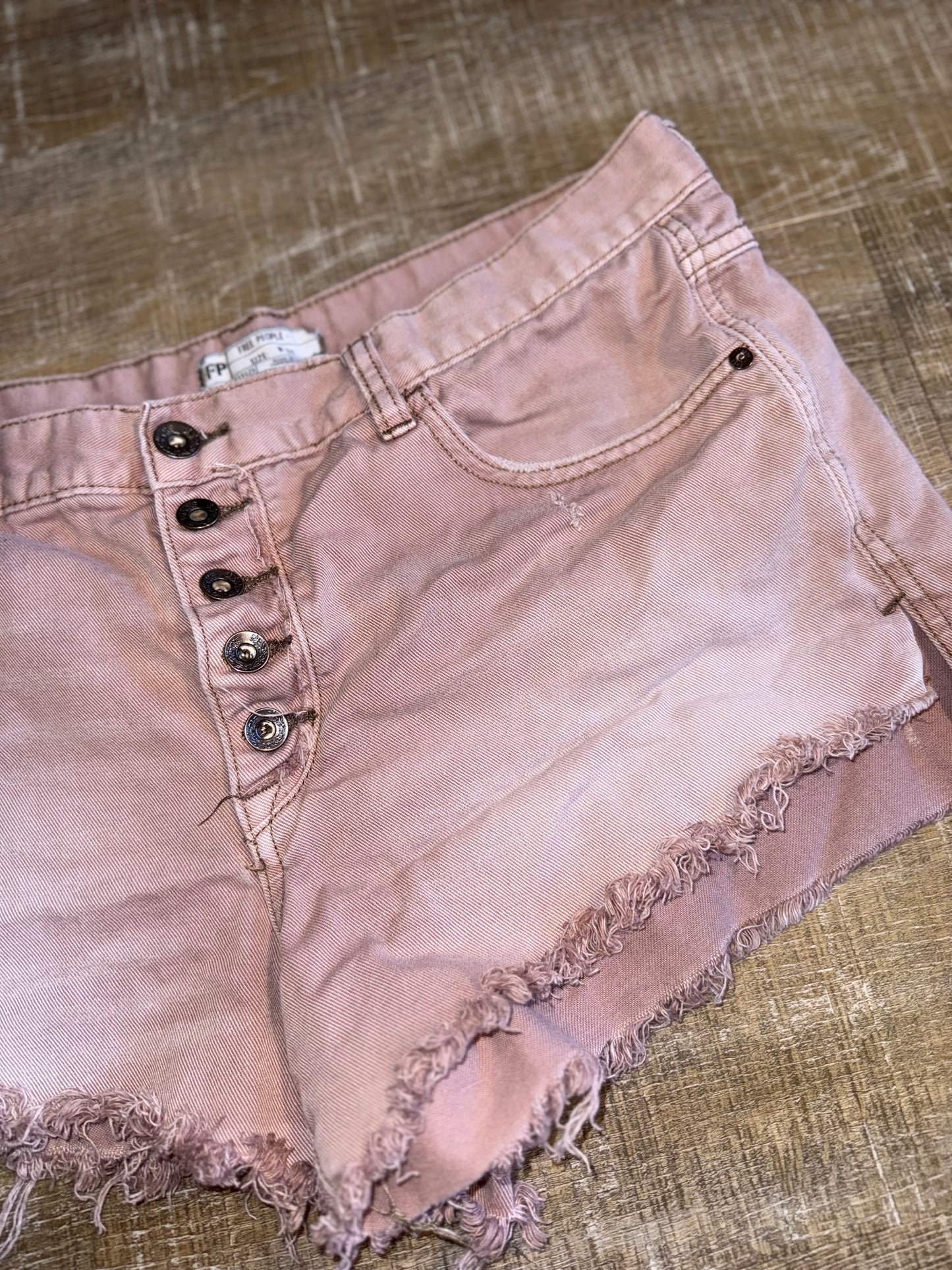 Free People (31) Distressed Tan Denim Jean Shorts