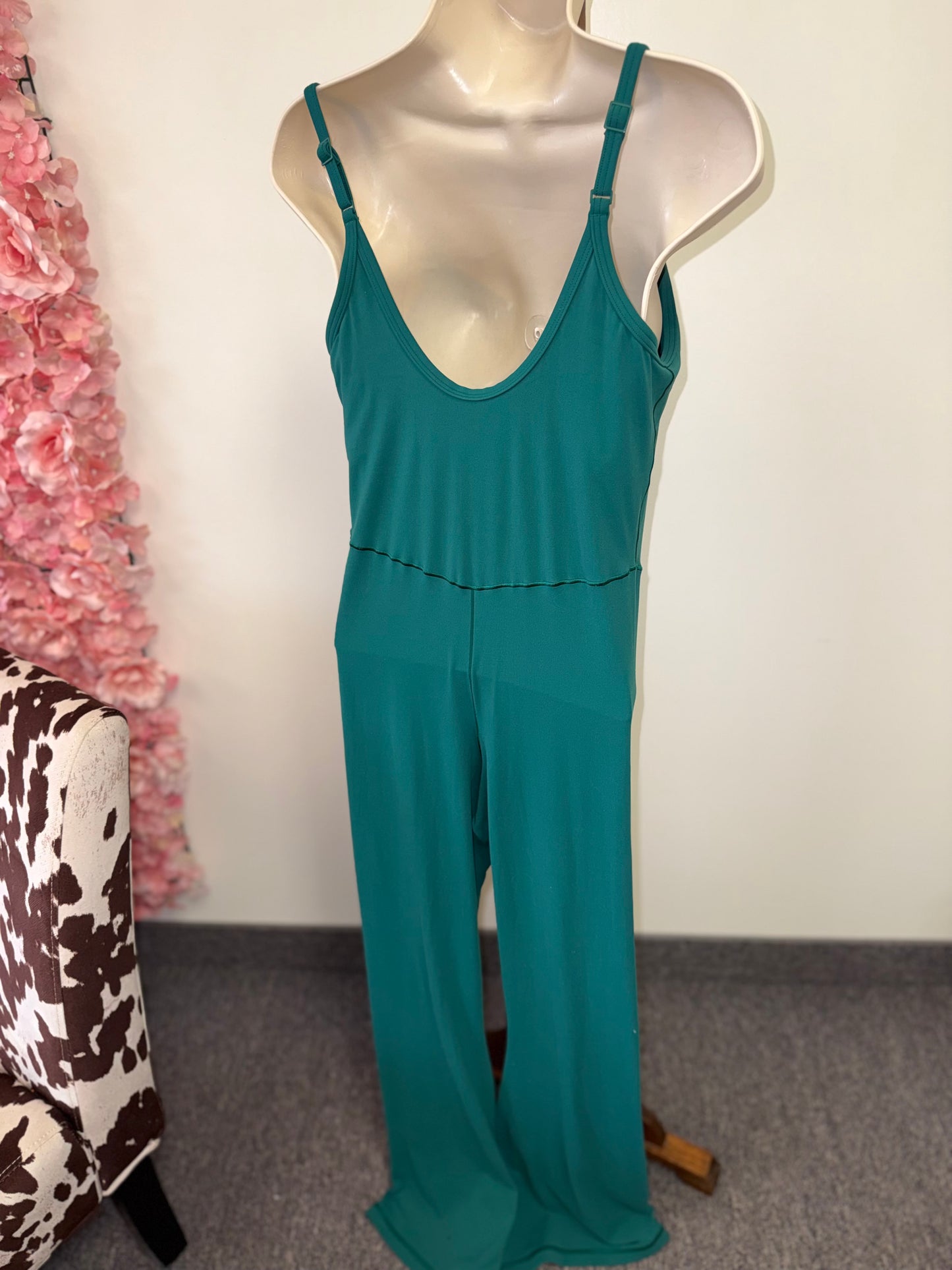 Aerie (Large) Green Real Me Flare Jumpsuit
