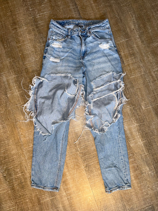 American Eagle (2 Short) Distressed Denim Mom Jeans