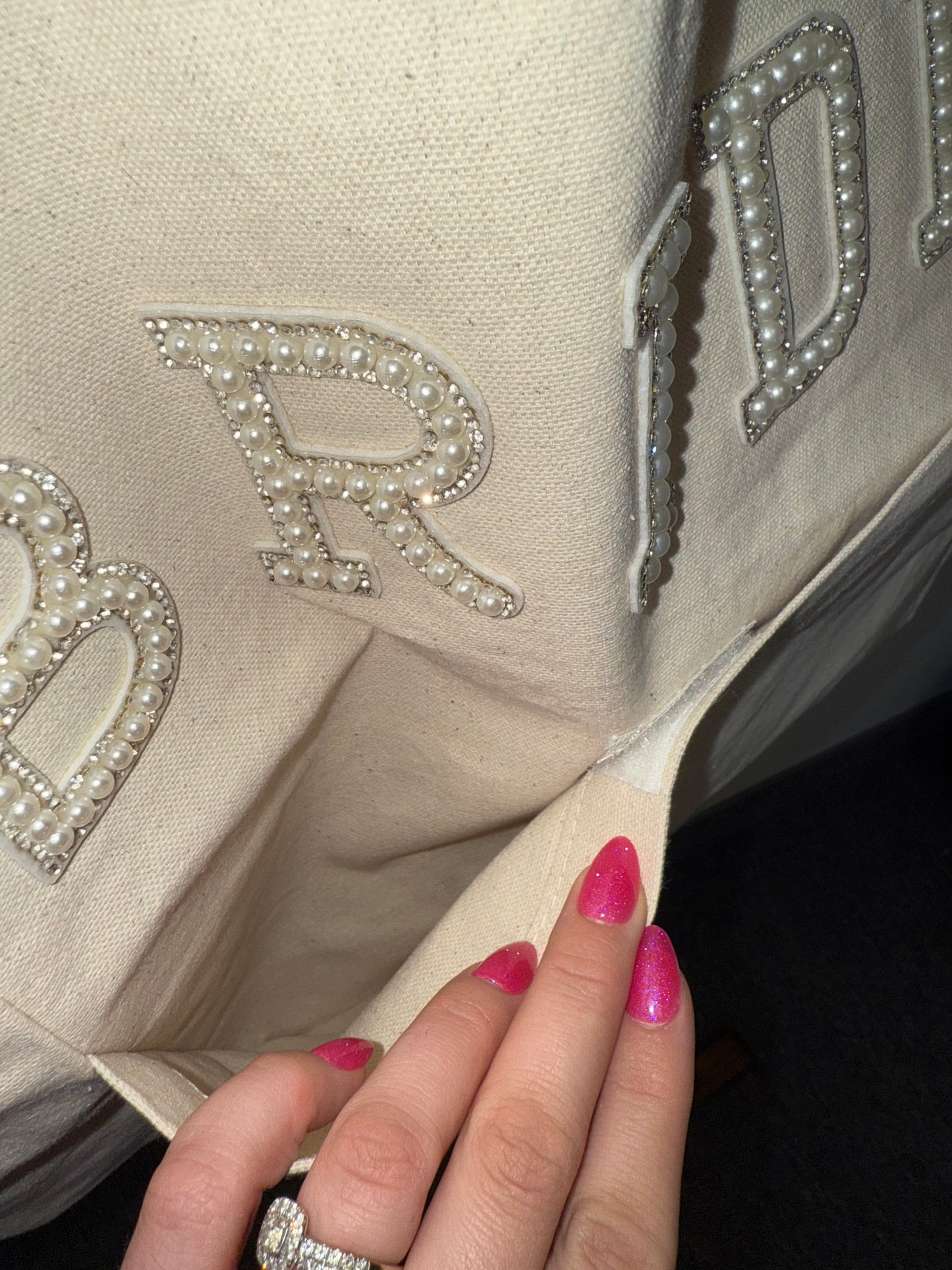 Jeweled Pearl “Bride” Tote Bag