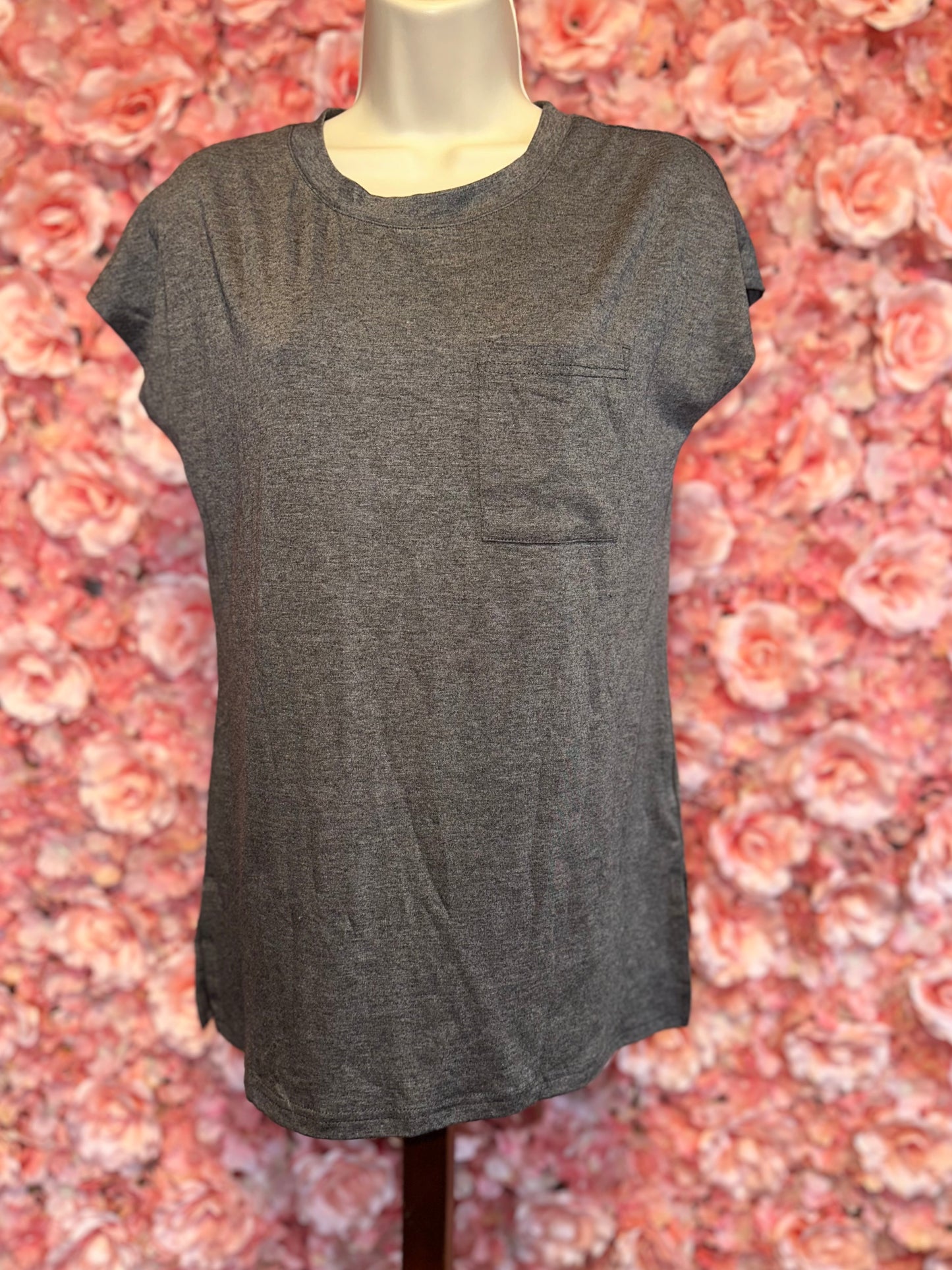 (Small) Brand New Grey Short Sleeve Loose Fit Top with Pocket