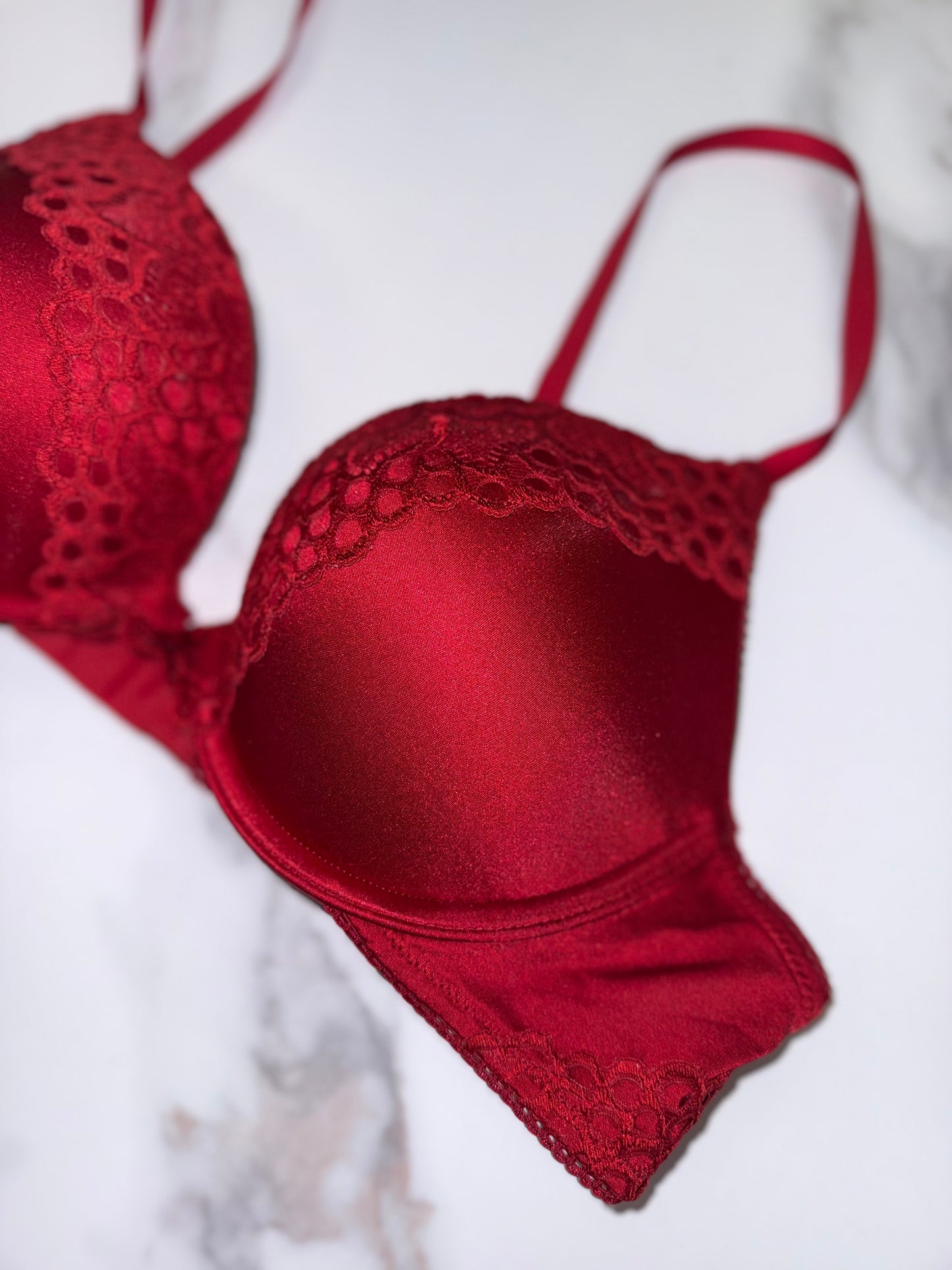 Aerie (36B) Brooke Red Bra with Lace Detail