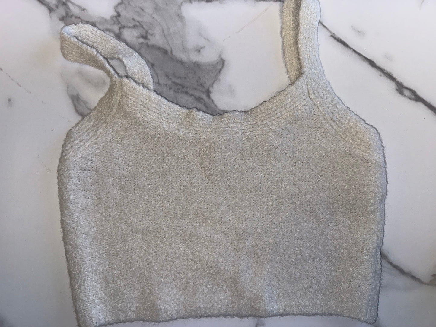 Abercrombie & Fitch (L) Off White Sherpa Lounge Collection Tank & Shorts Set