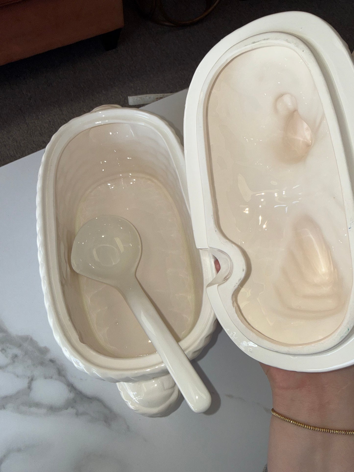 Vintage Nesting Hen Soup Dish with Lid and Ladle