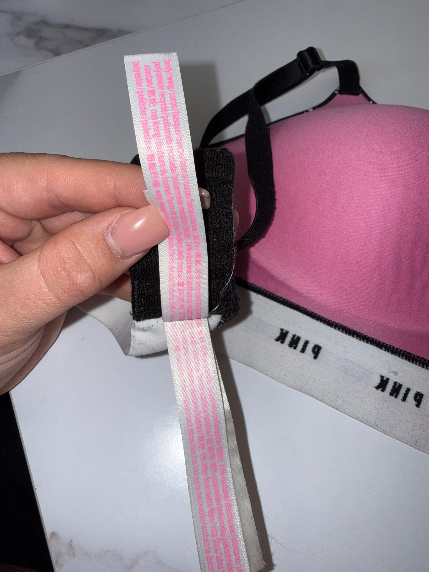 PINK Victoria's Secret (34D) Black & White Logo Pattern Wear Everywhere Bra
