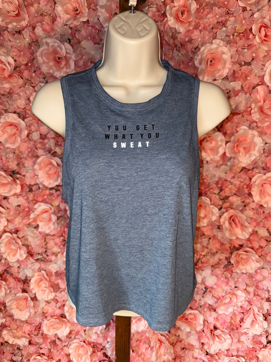 PINK Victoria's Secret (XS) Grey Cropped Tank Top 'You Get What You Sweat'