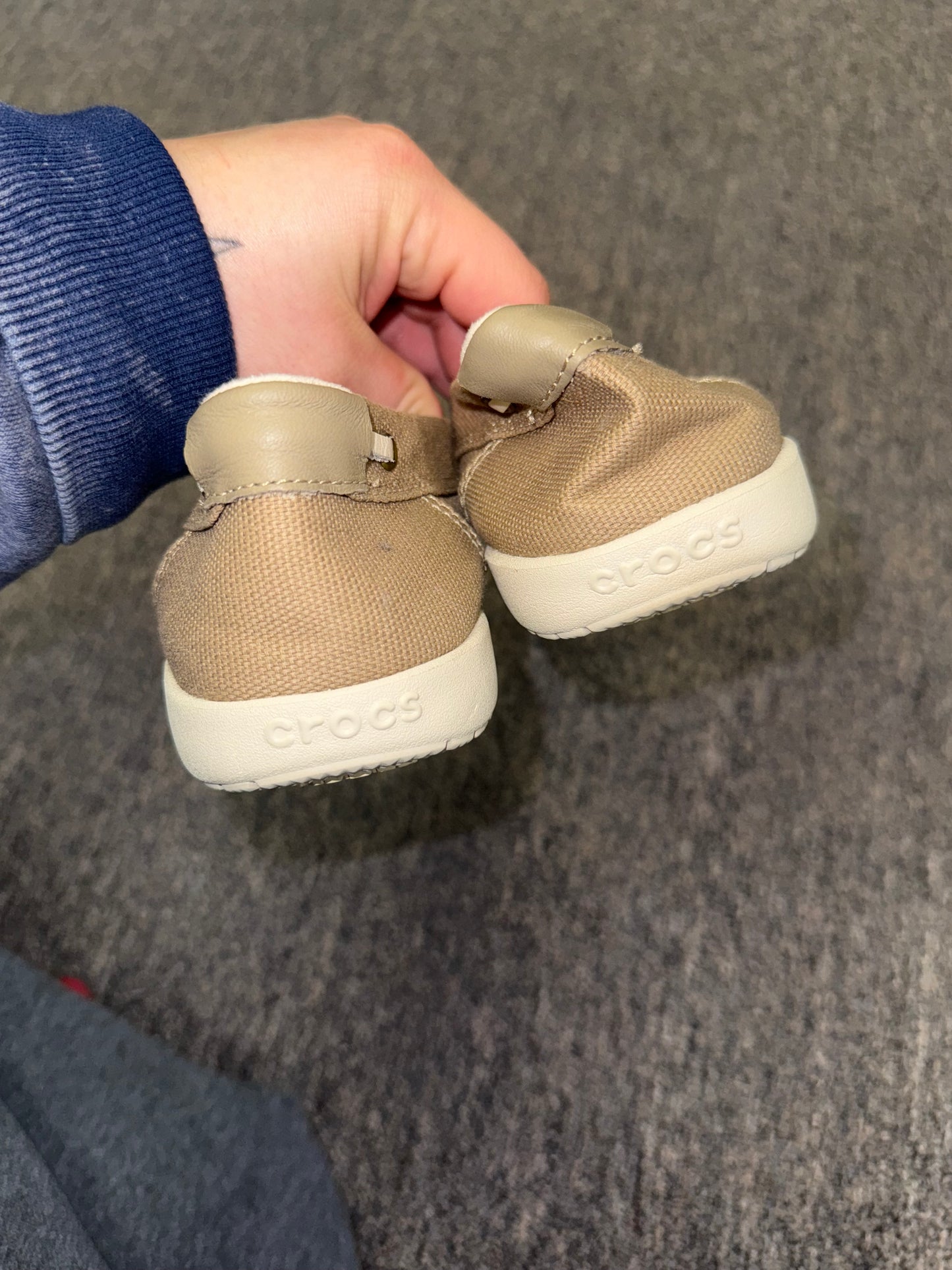 Crocs (Women's 7) Neutral Walu Khaki Canvas Boat Shoes