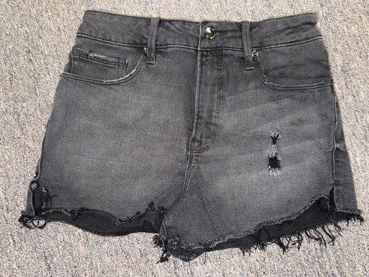 NWT Good American (4) Brand New Black Distressed Denim Jean Shorts