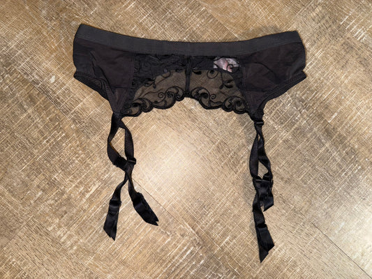 Victoria's Secret (Medium) Black Sheer/Lace Garter Belt