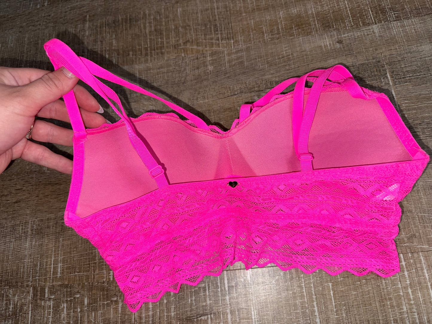 PINK VS (Small) Hot Pink Lace Bralette