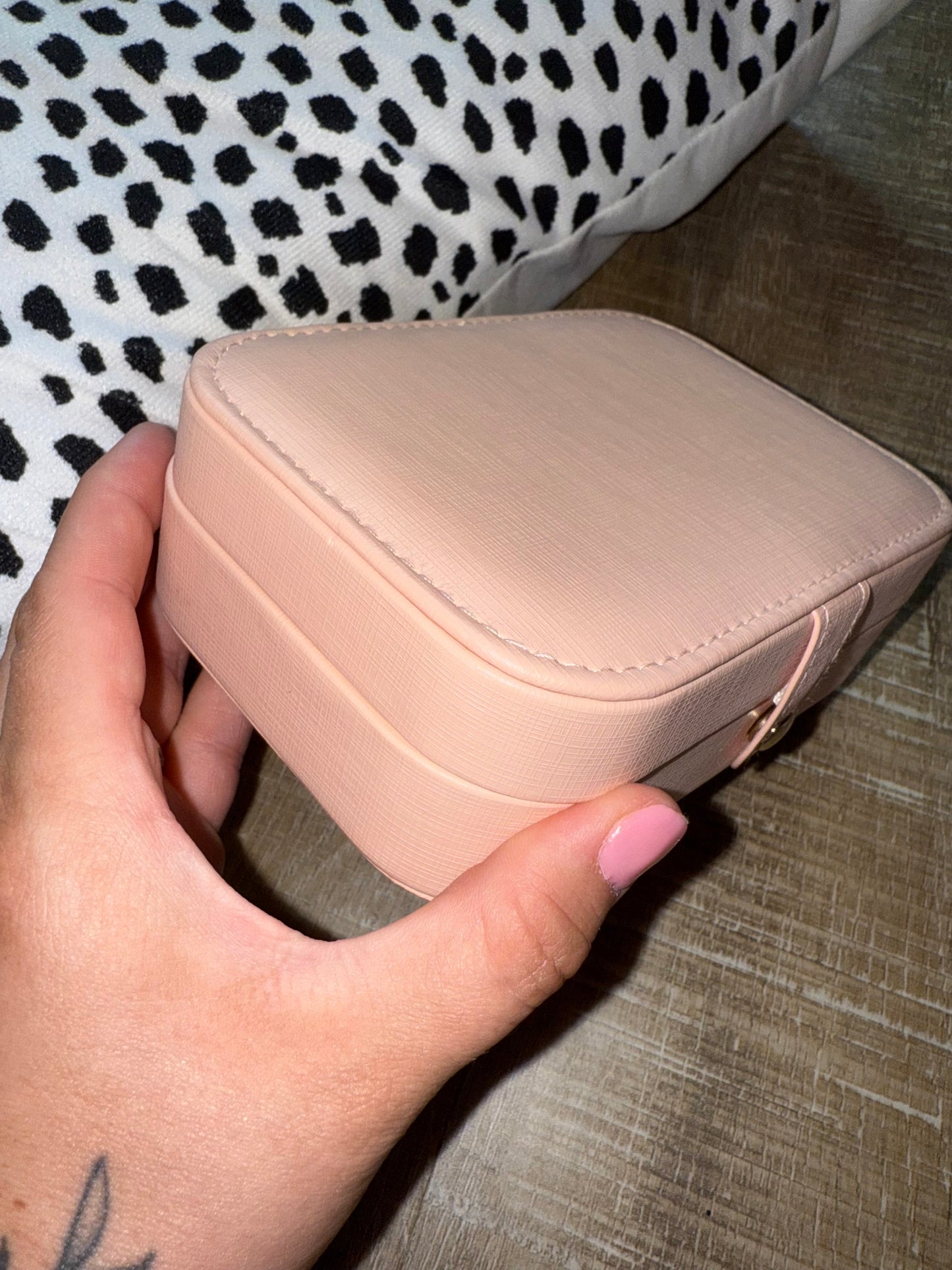 Pink Faux Leather Travel Jewelry Box