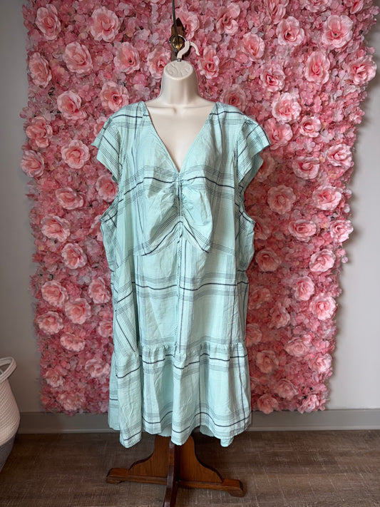 NWT Universal Threads (4X) Brand New Blue V-Neck Plaid Dress with Pockets