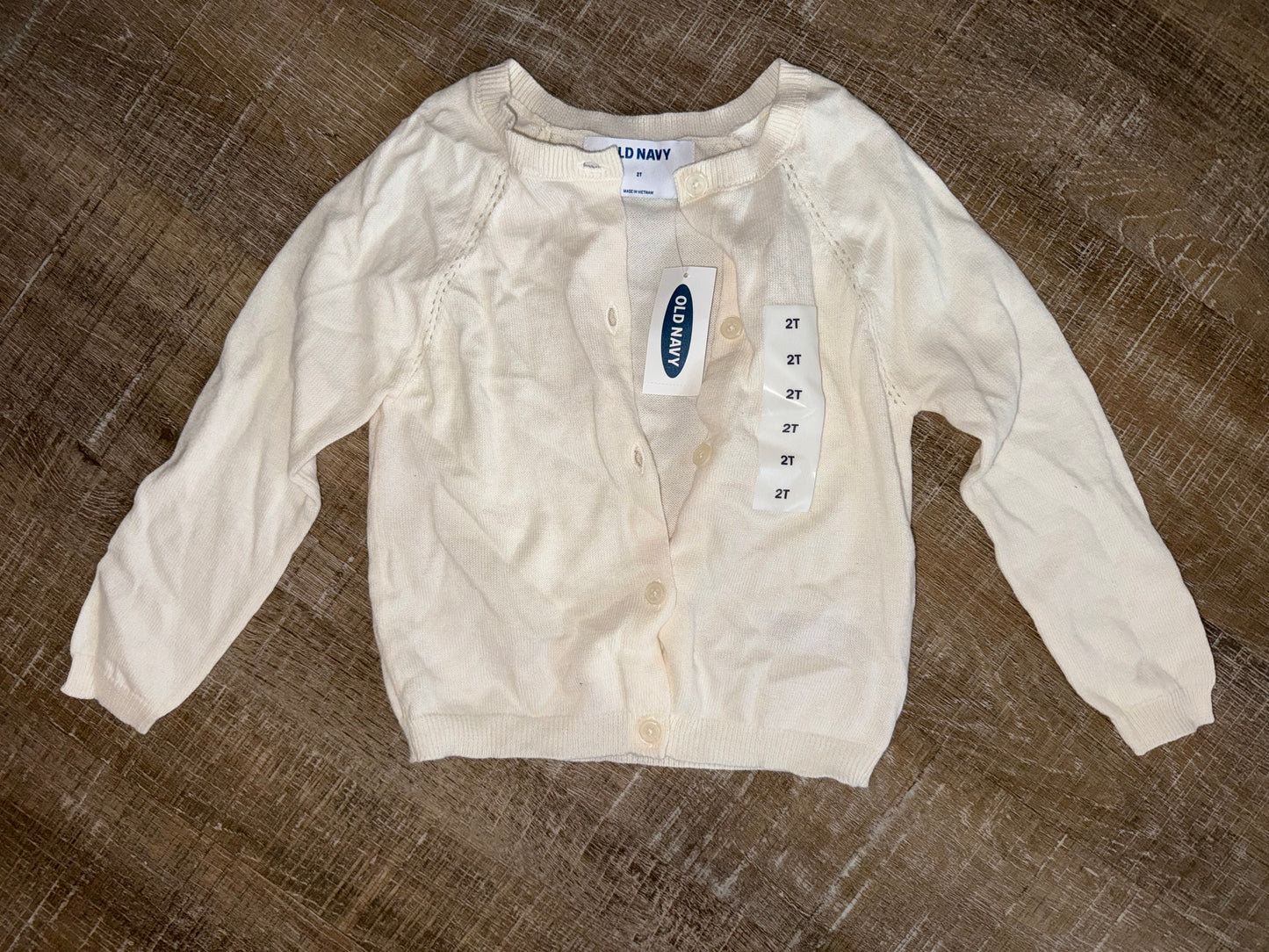 NWT Old Navy (2T) Brand New Cream Button Up Lightweight Cardigan