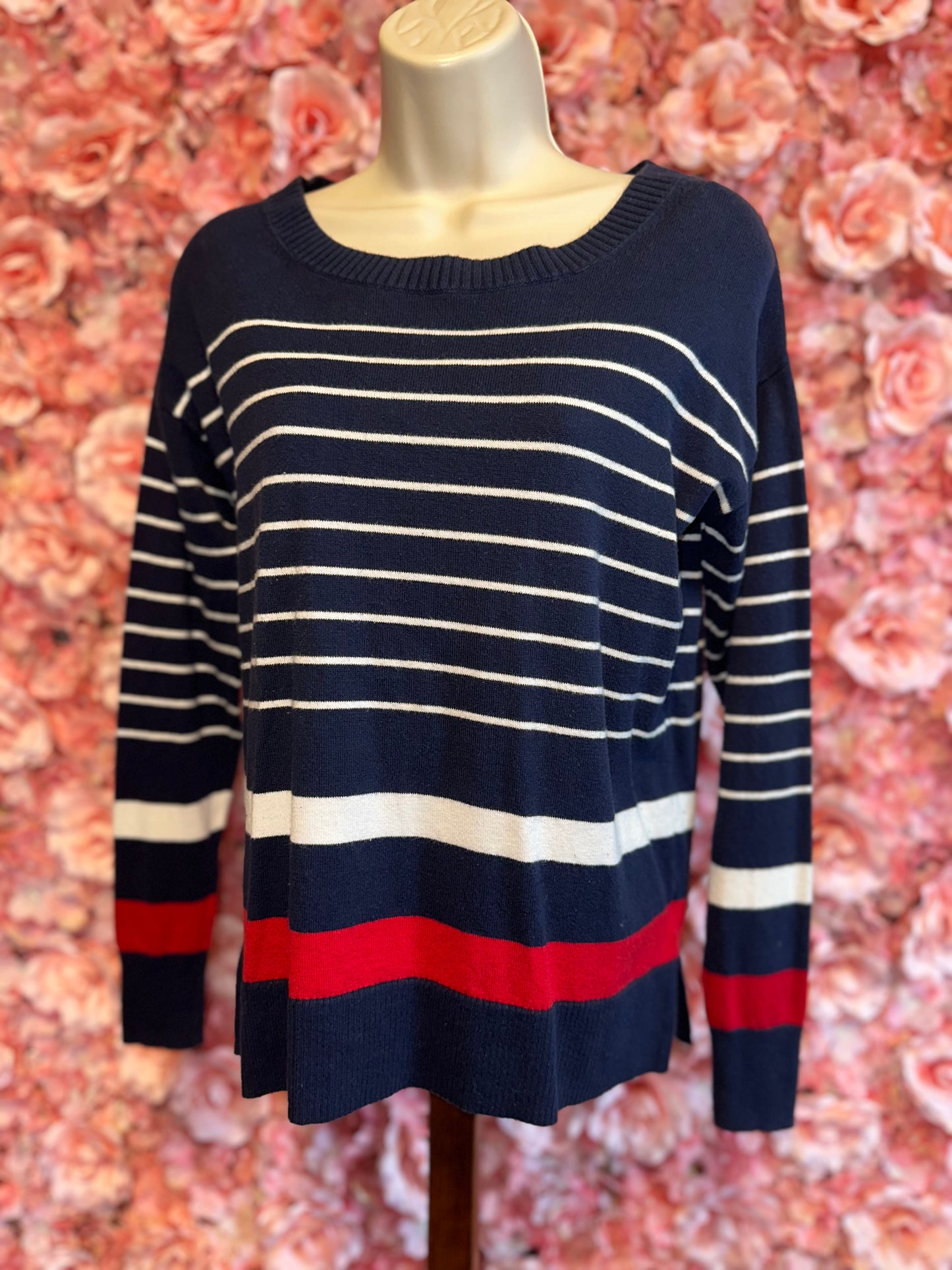 Gap (Small) Red White and Blue Striped Knit Sweater