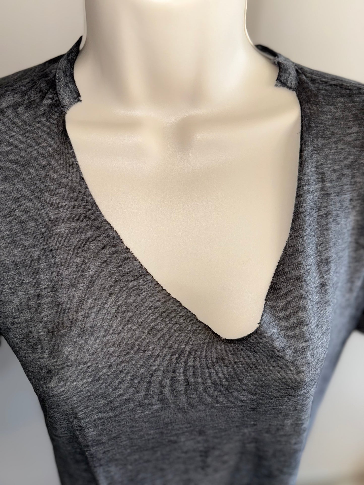 Hollister & Co (Small) Grey Lightweight Cut Out V-Neck T-Shirt