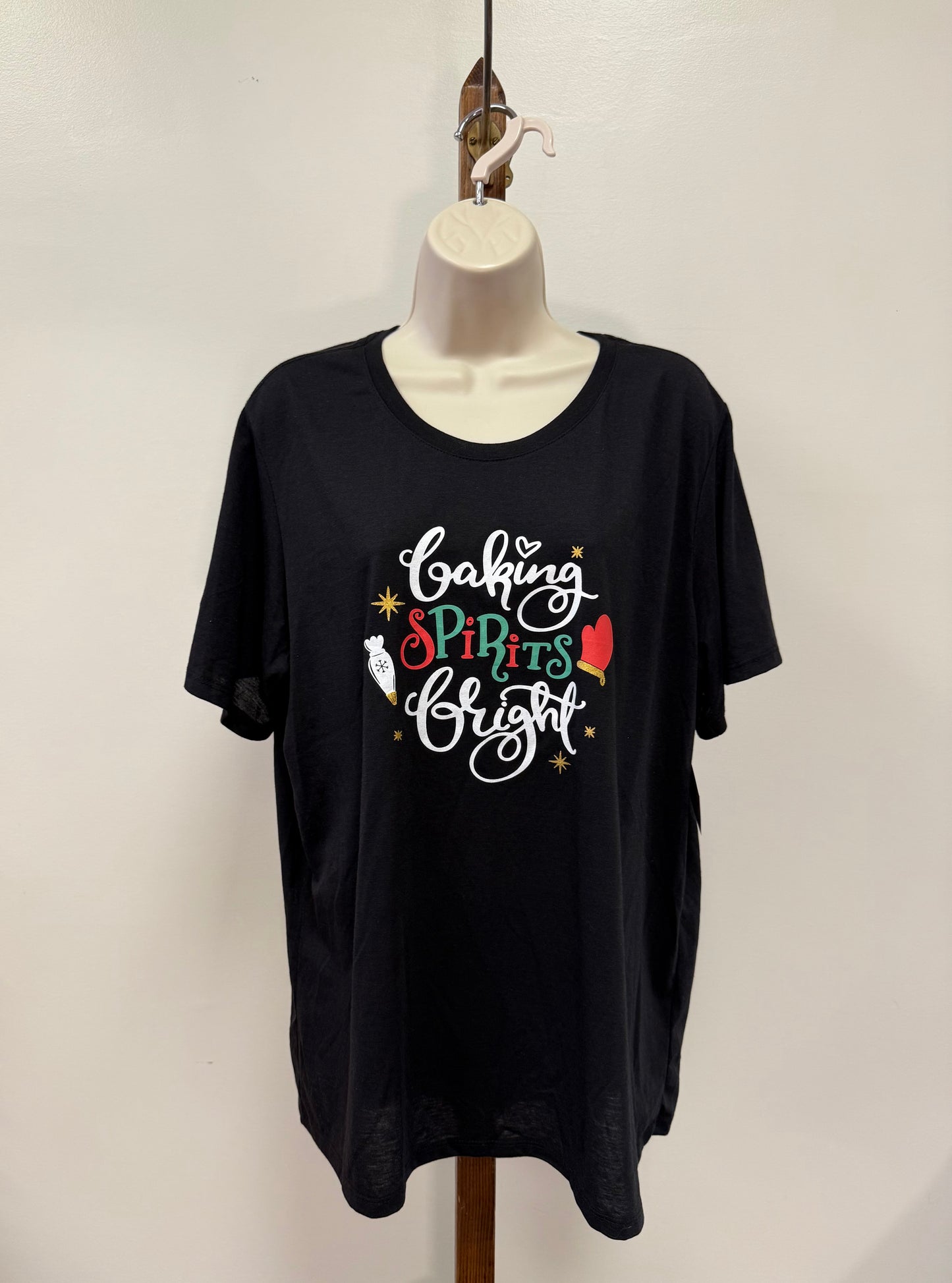 NWT Holiday Time (XXXL) Brand New Black Lightweight Christmas T-Shirt Apparel