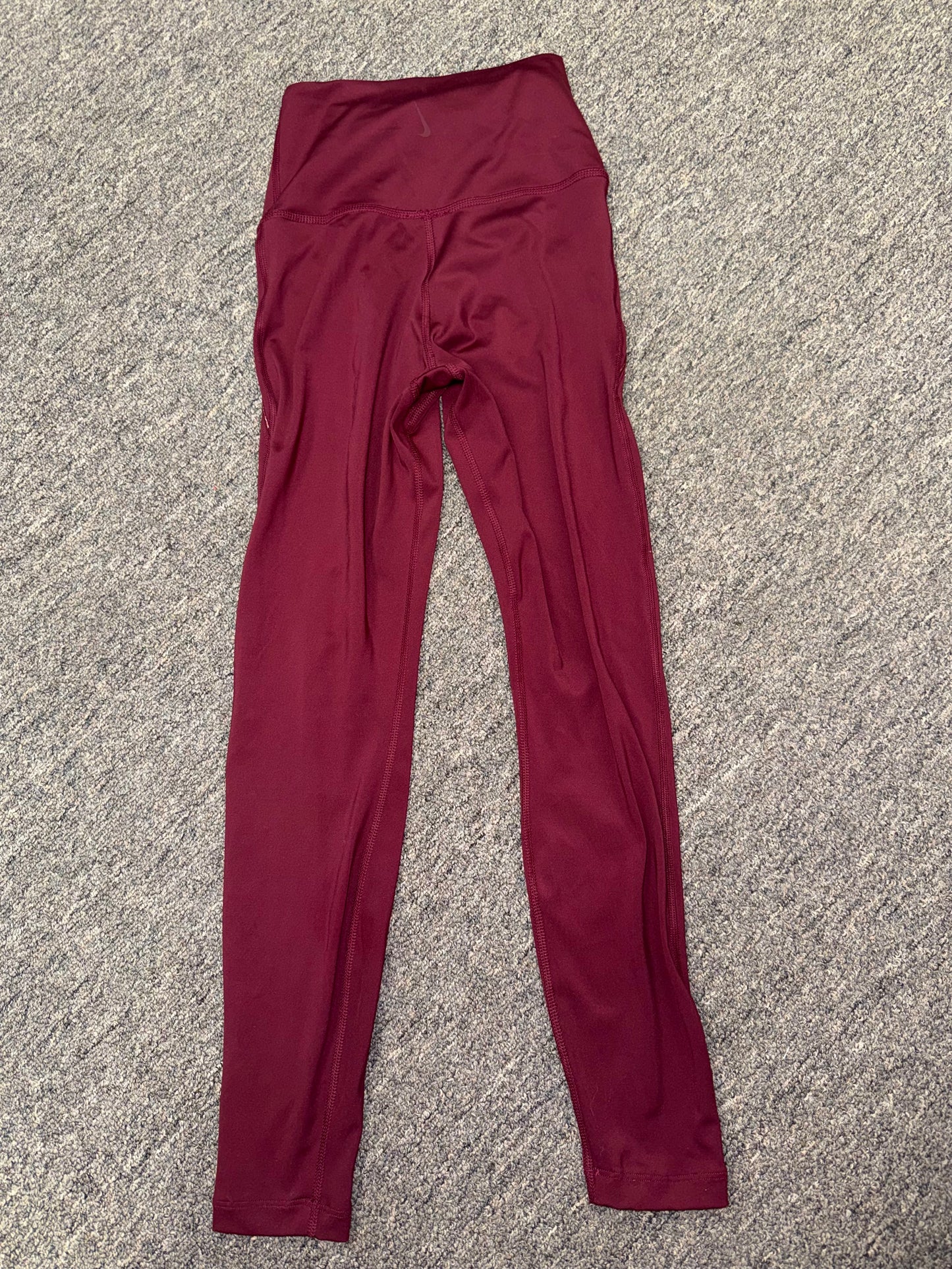 Nike (XS) Maroon Dri-Fit Yoga Leggings with Gold Outline