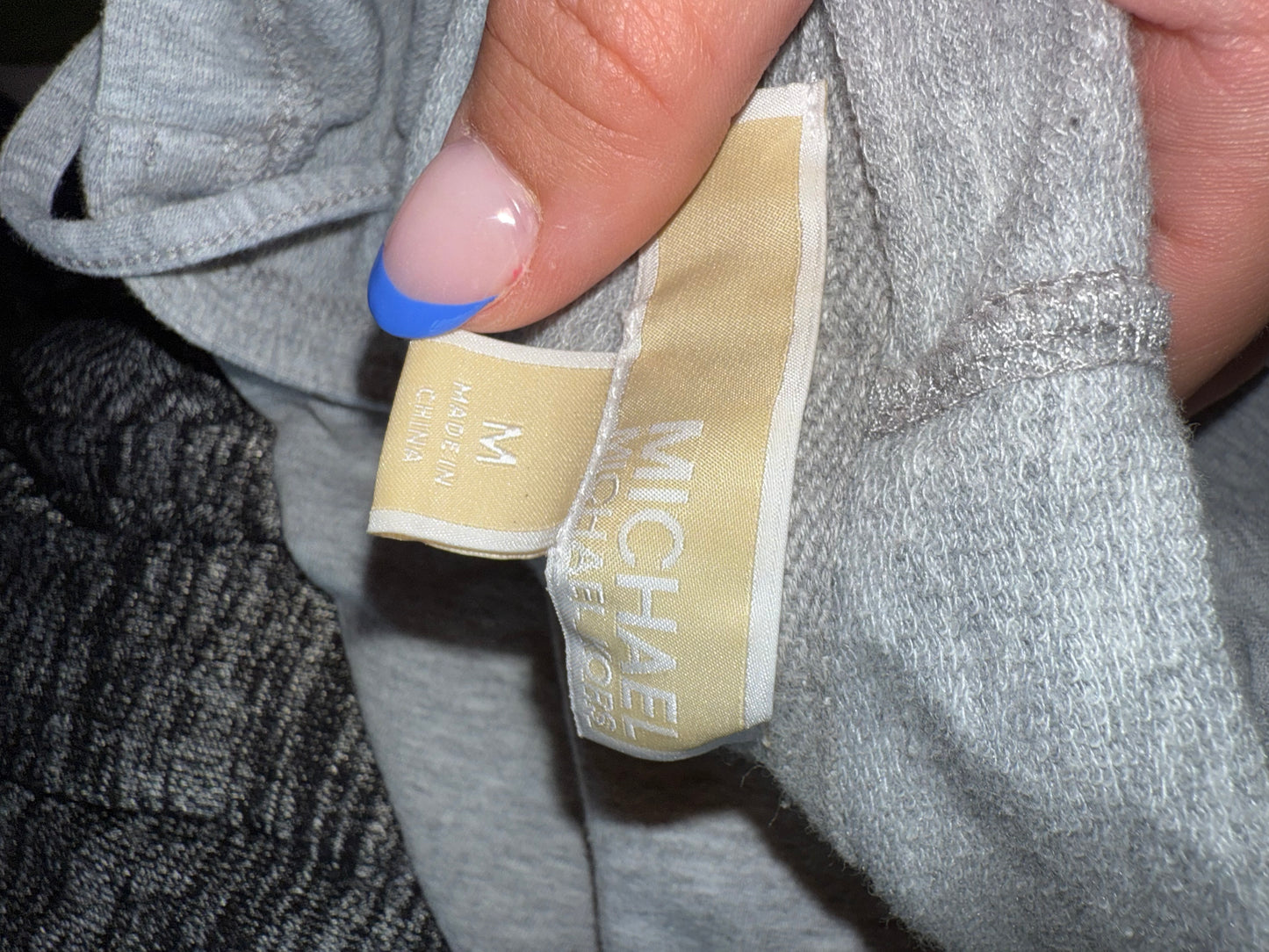 Michael Kors (Large) Grey V-Neck Hoodie with Tied Sides