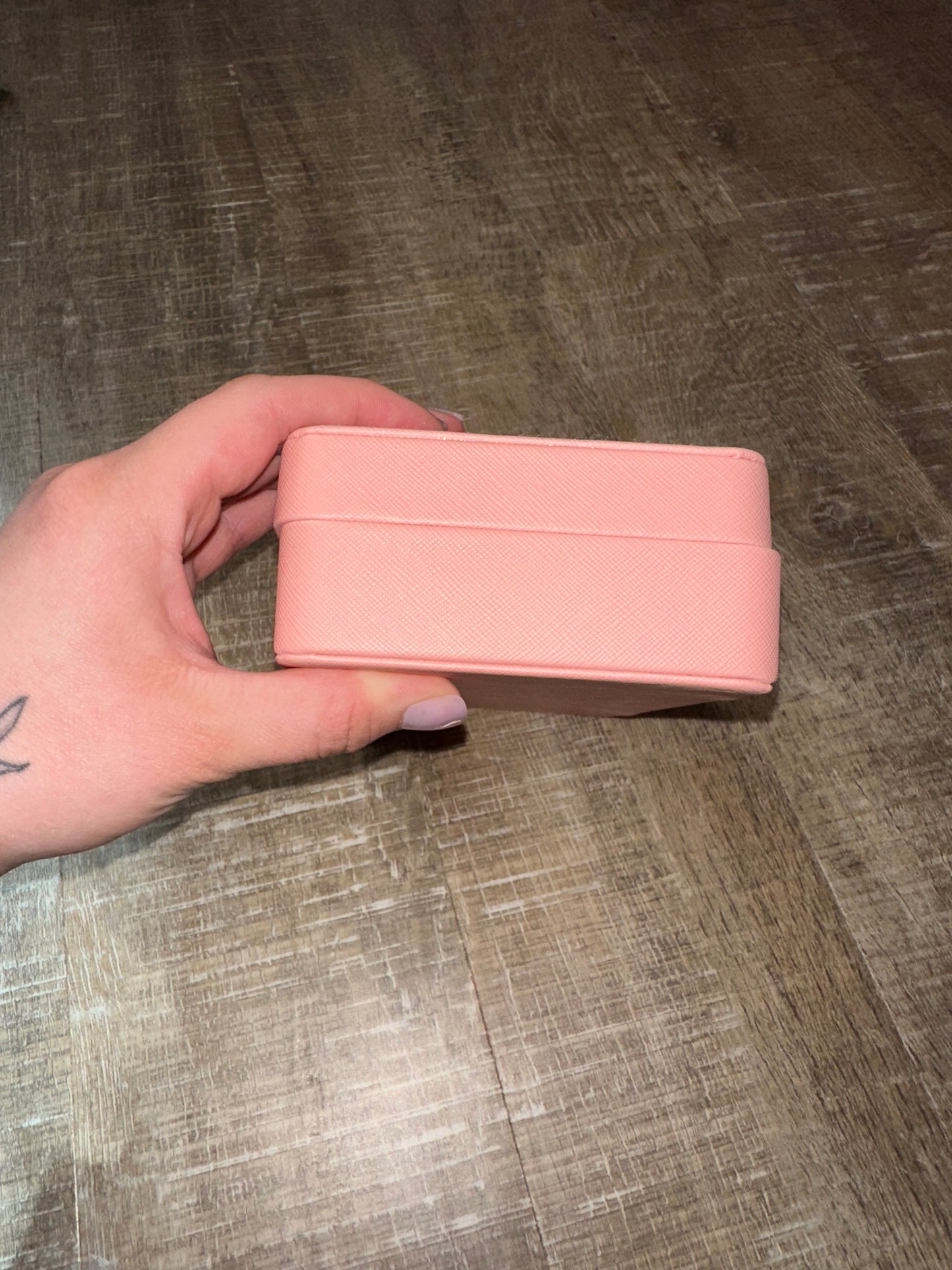 Small Travel Sized Pink Rectangular Jewelry Box