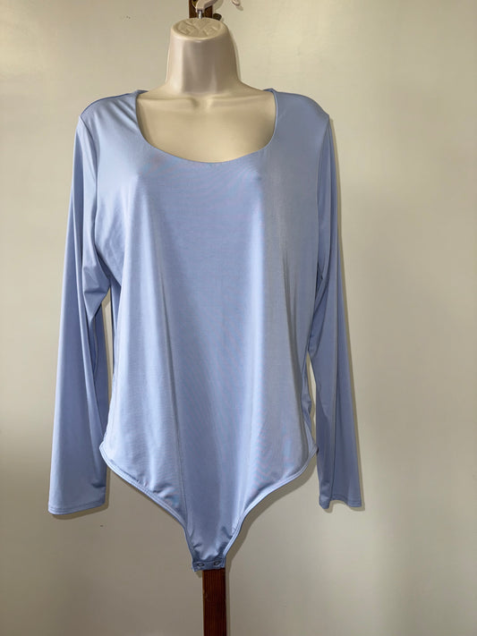 Express (XL) Blue Long Sleeve Body Contour Bodysuit