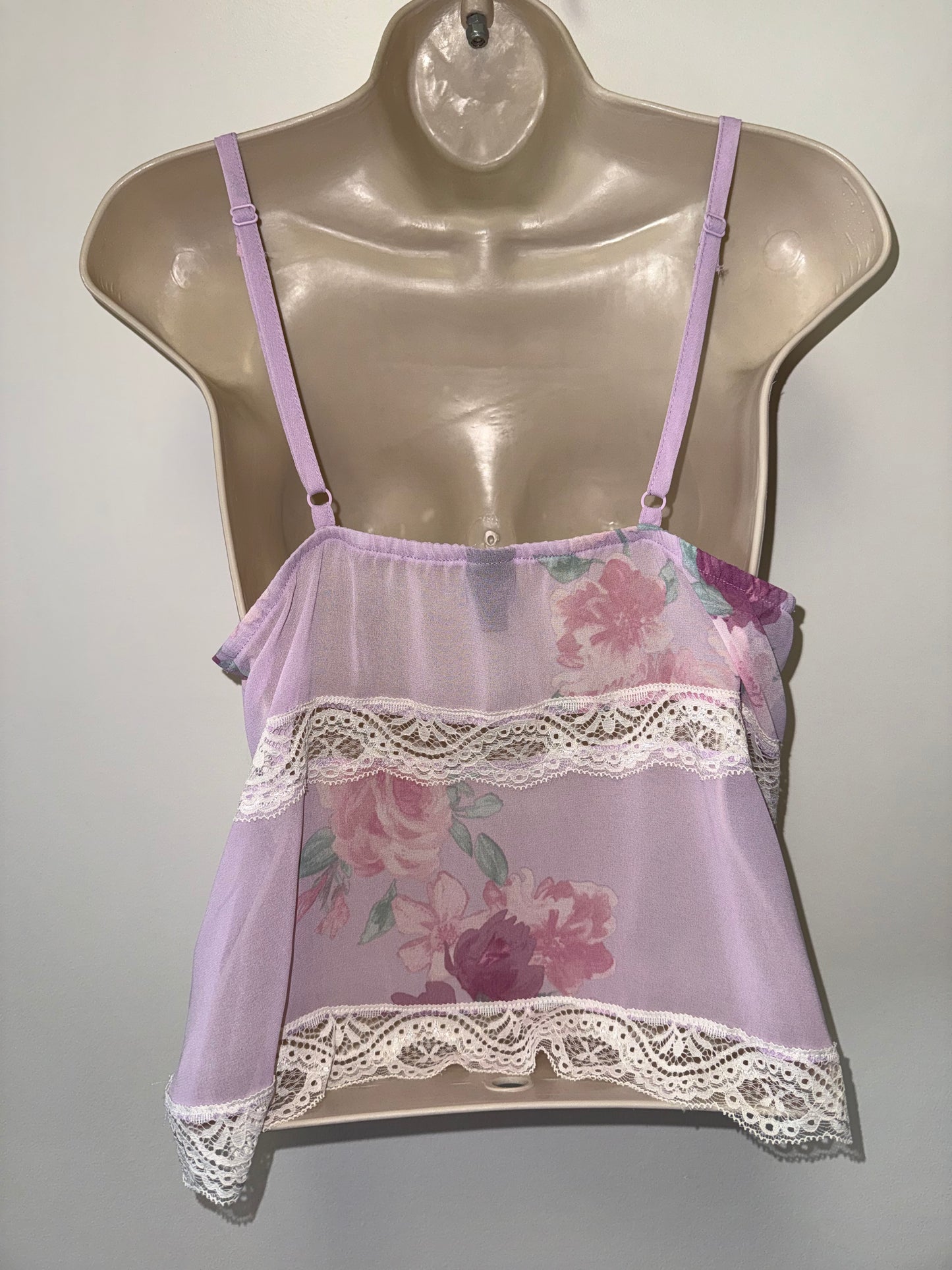 Wild Fable (Medium) Purple Floral Tank Top with Lace Detail