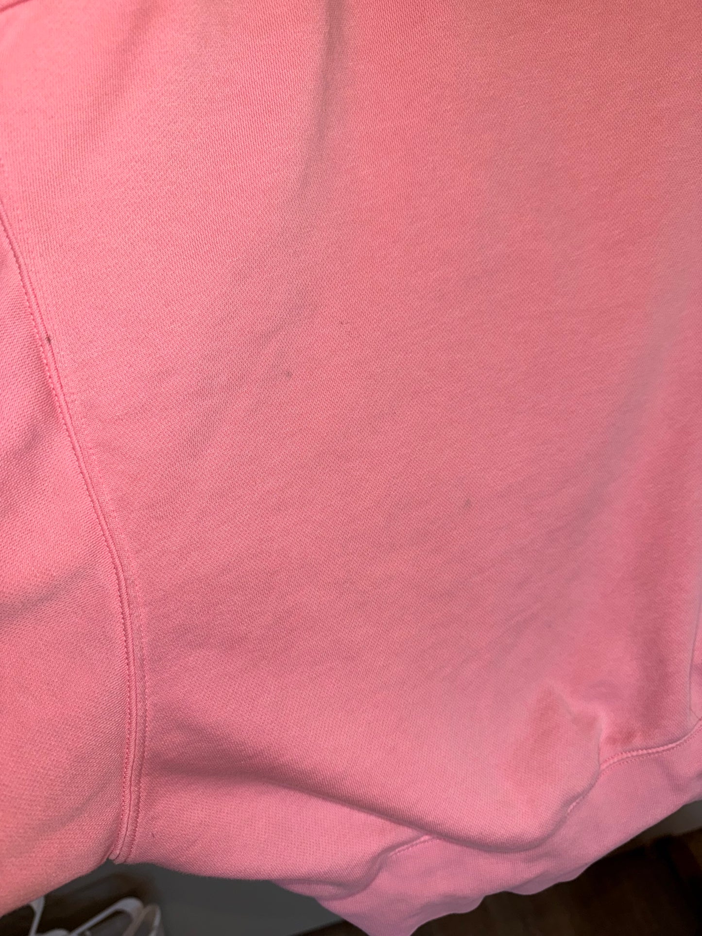 Nike (XL) Pink Cropped Crewneck Sweatshirt with Bleach Splatter