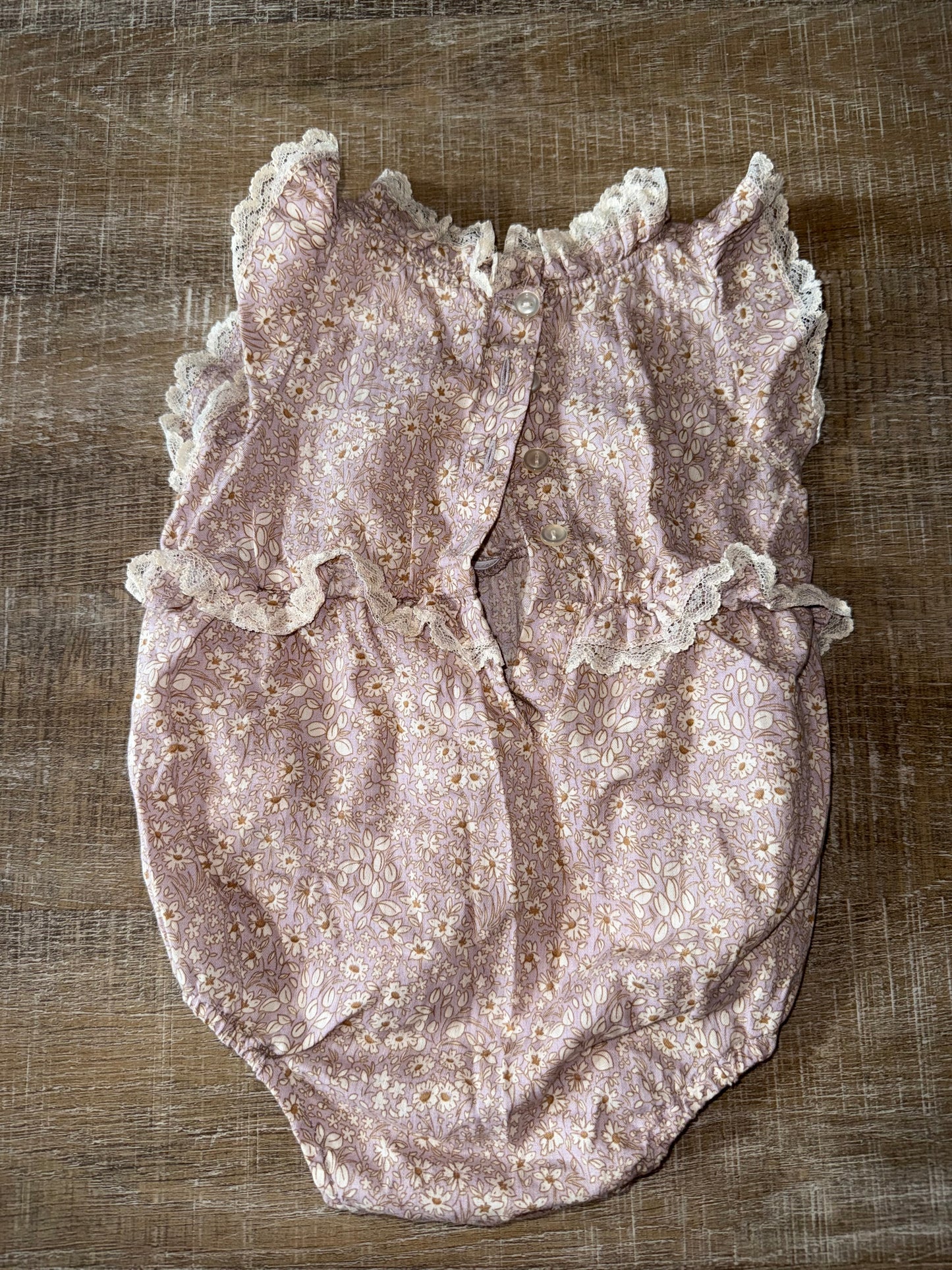 Noralee (12 Months) Blush Floral Lace Onesie